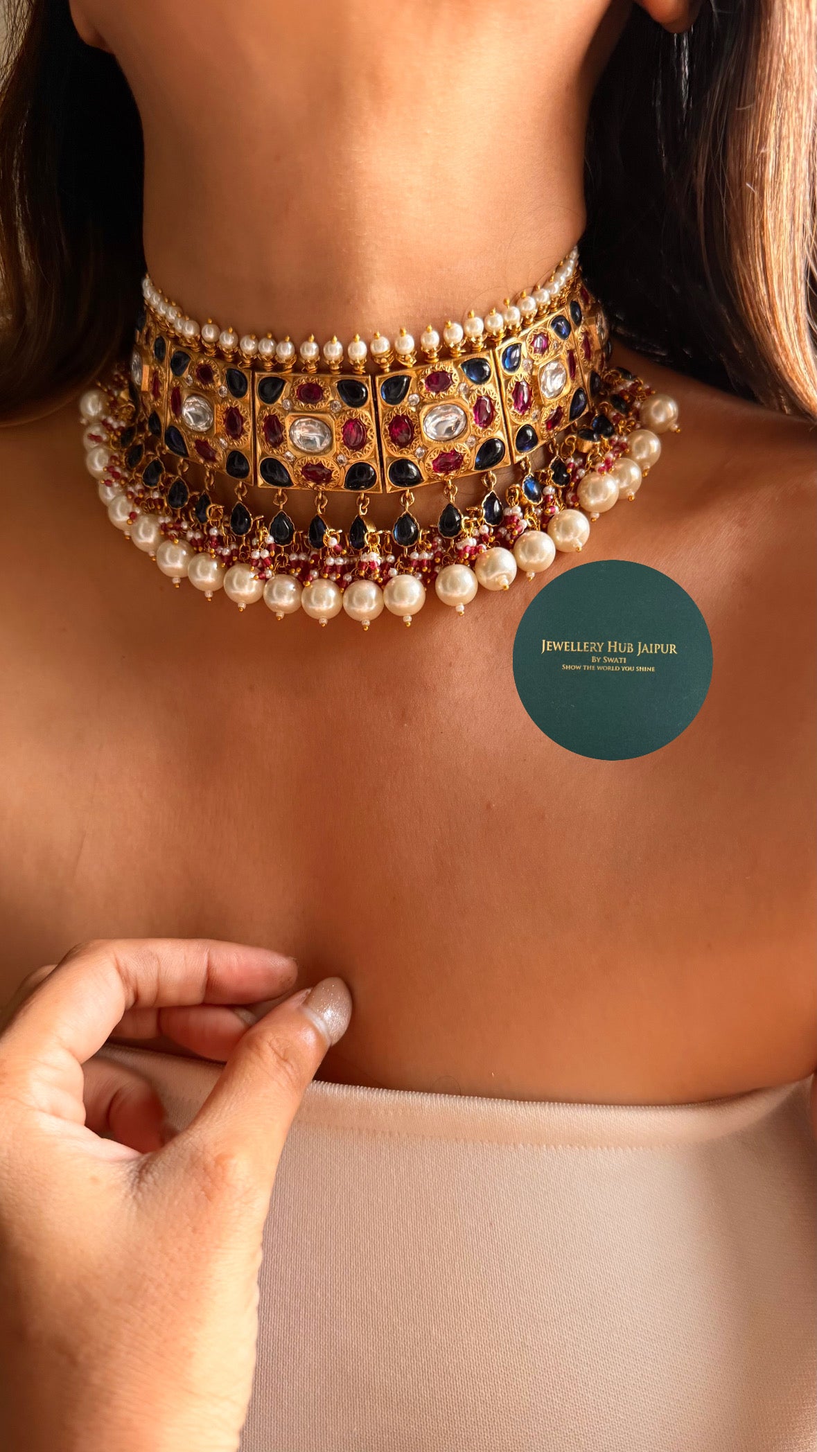 Sabyasachi inspired Ruby & sapphire polki rajwada aad