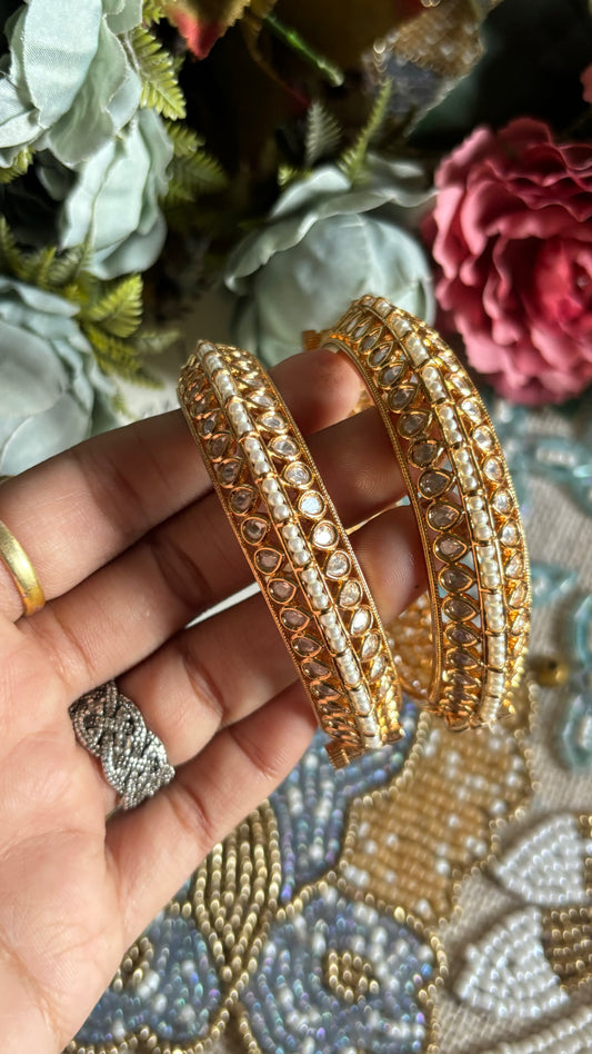Moissanite double layered Gold bangles (Openable)