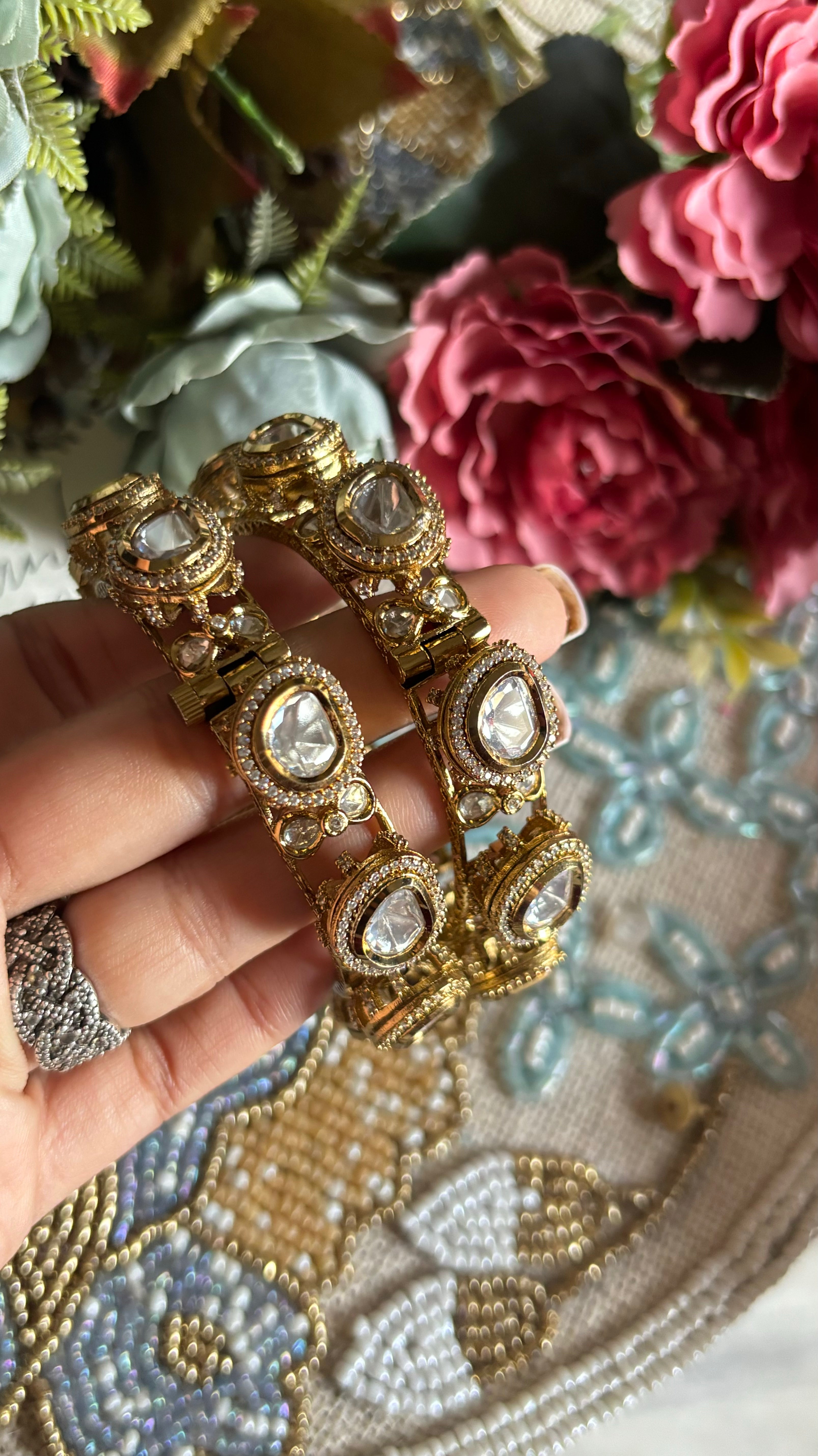 Moissanite Victorian Bangdi style bangles