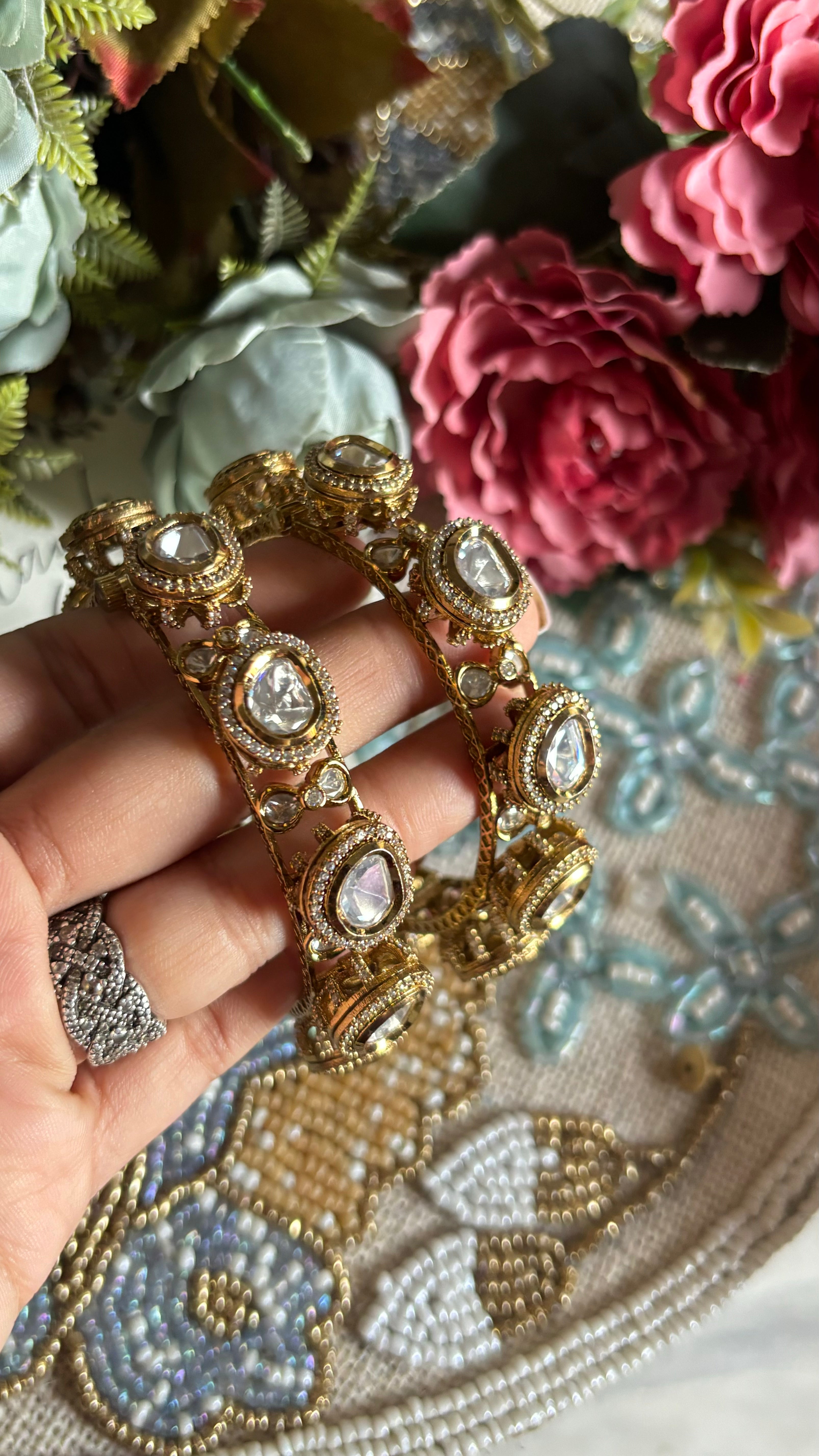 Moissanite Victorian Bangdi style bangles