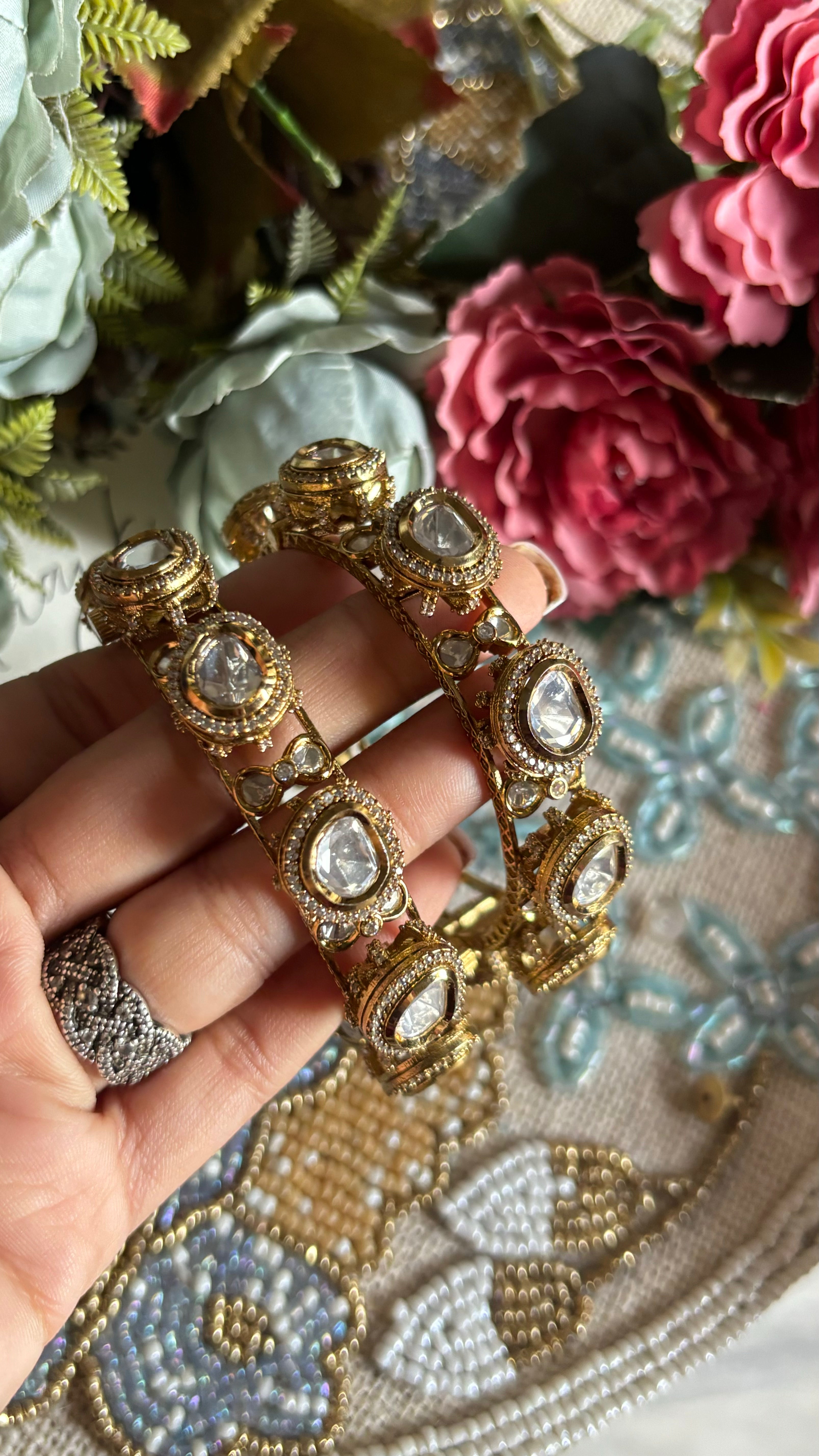 Moissanite Victorian Bangdi style bangles