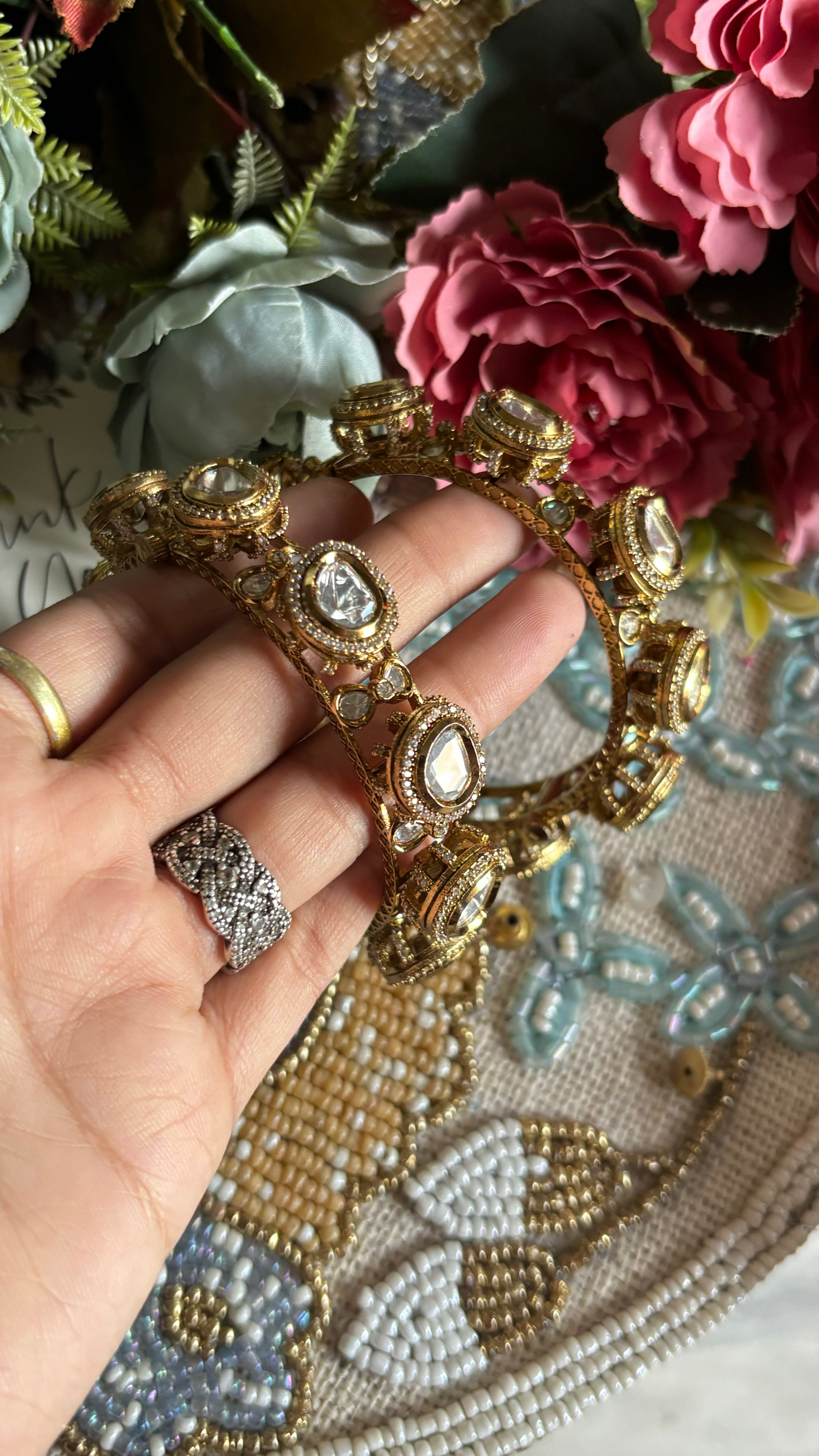 Moissanite Victorian Bangdi style bangles