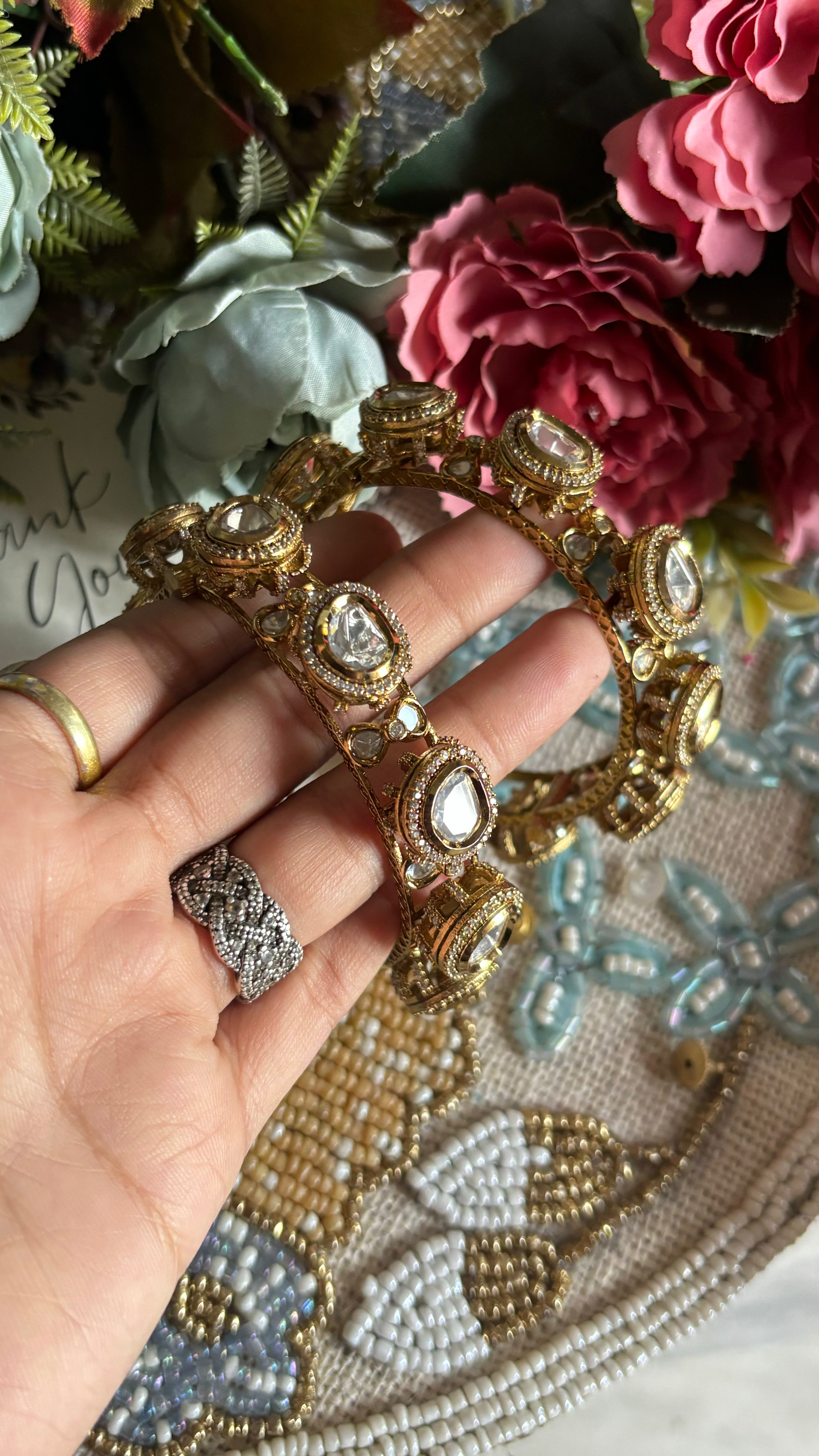 Moissanite Victorian Bangdi style bangles