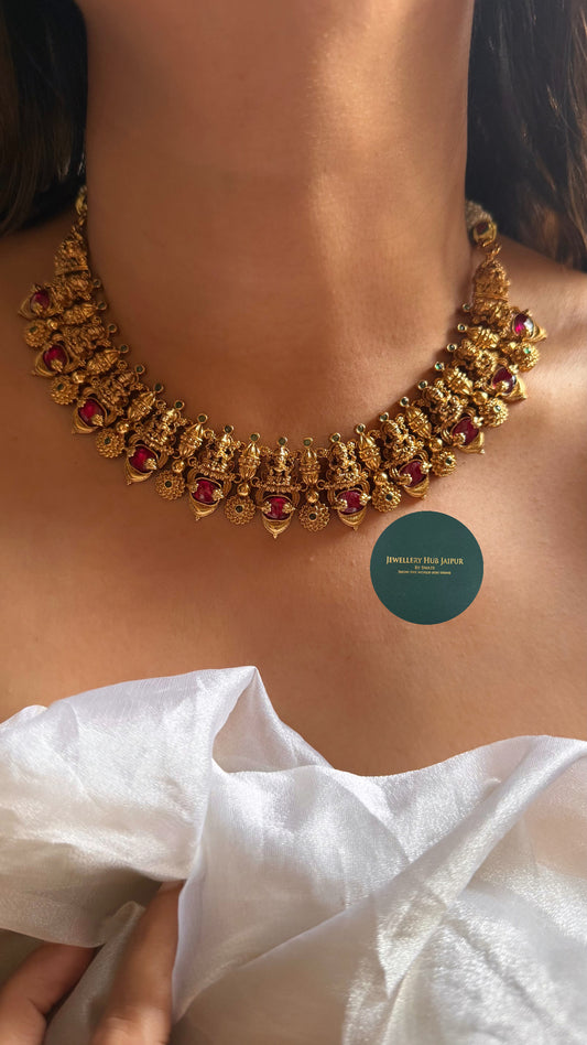 Goddess laxmi minimal ruby temple set