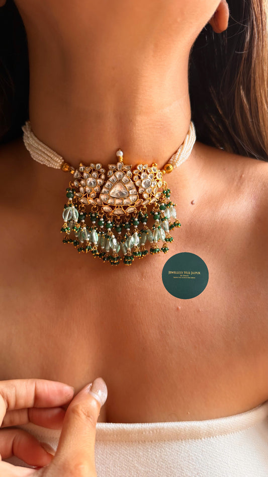 Moissanite polki rajwada choker set
