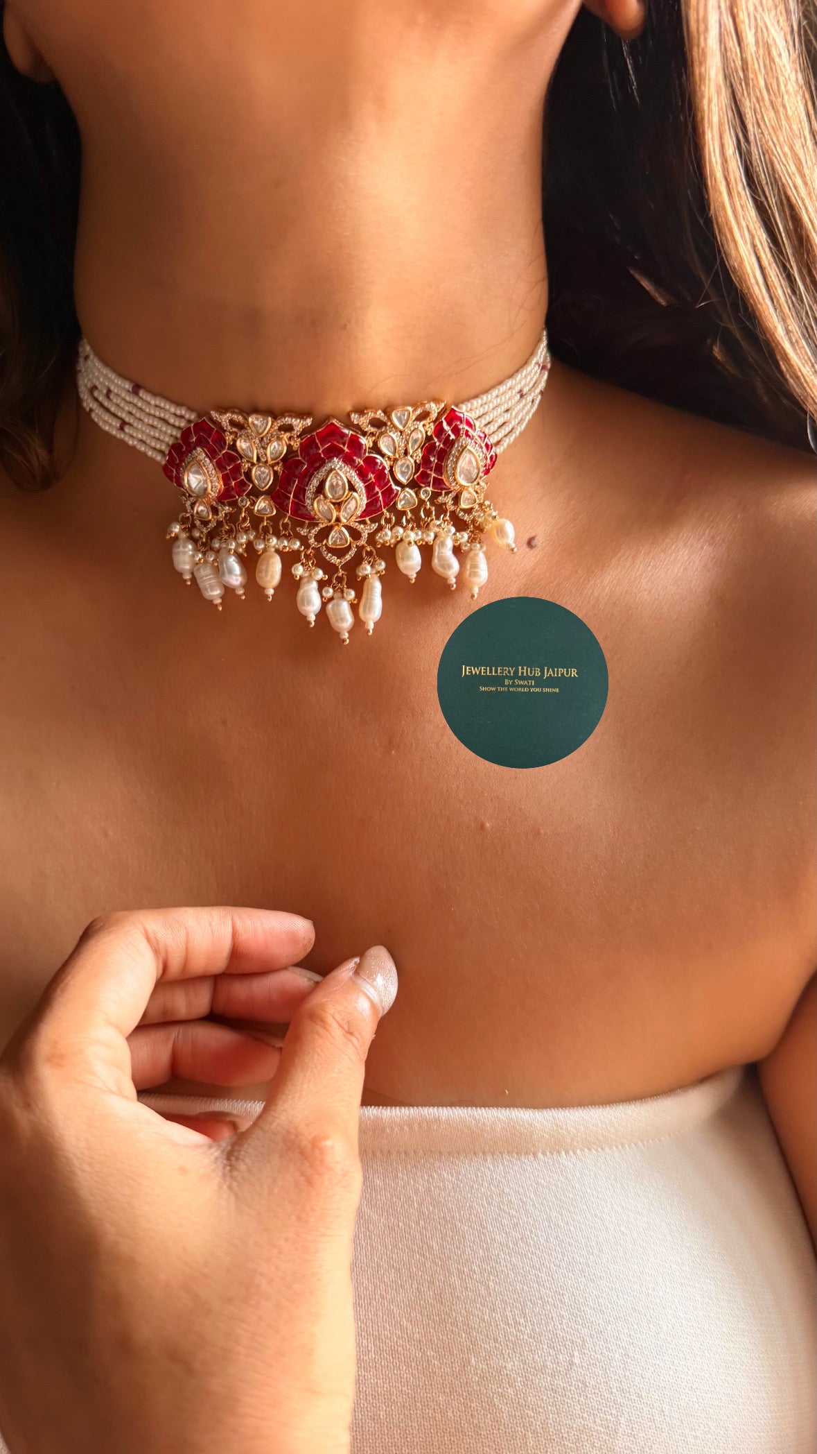 Ruby katdana lotus rajwada choker set