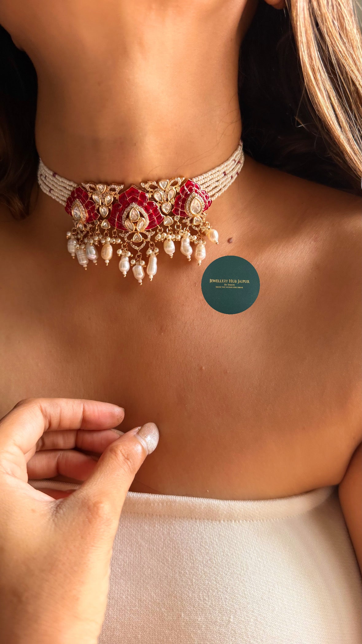 Ruby katdana lotus rajwada choker set