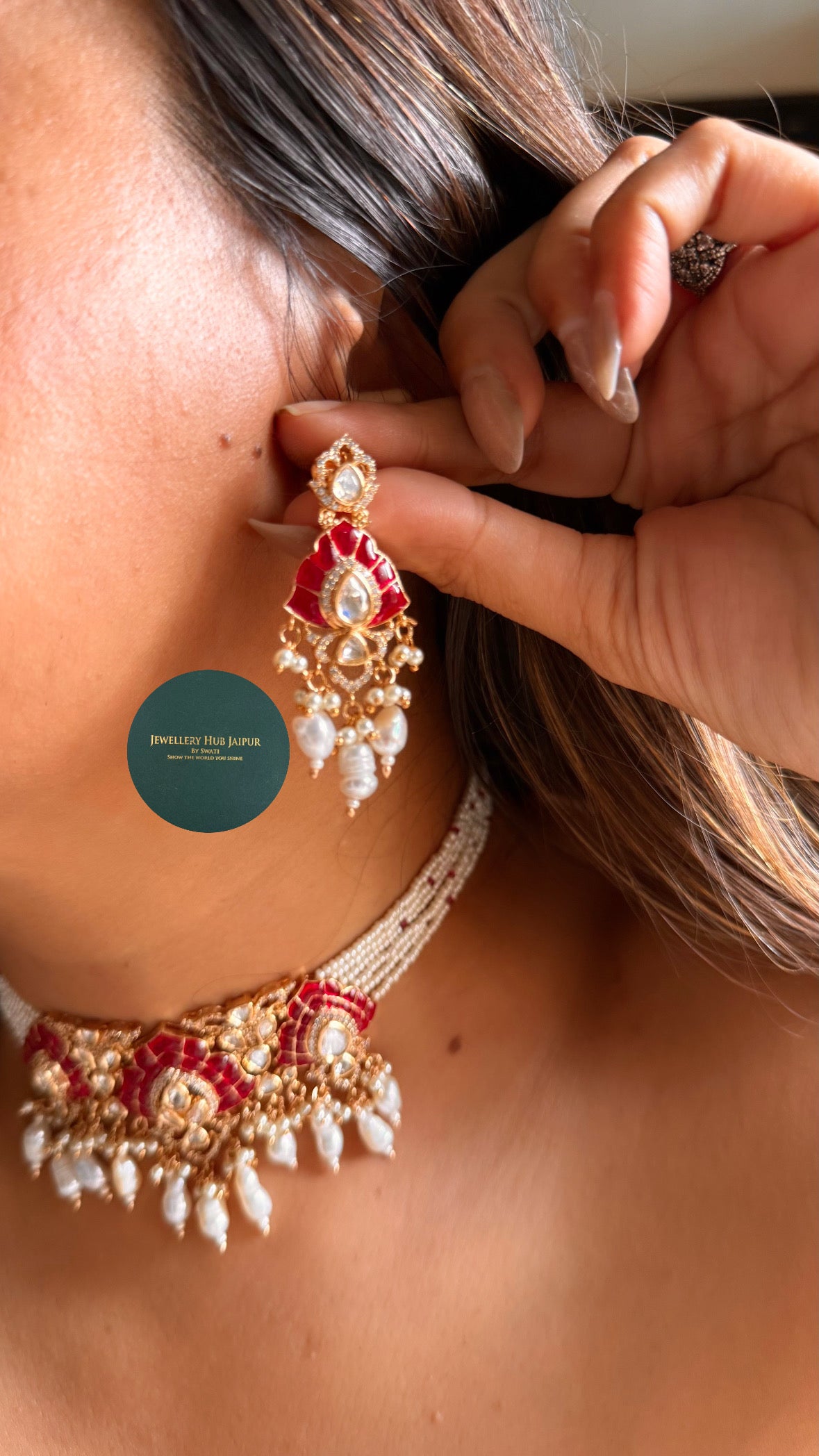 Ruby katdana lotus rajwada choker set