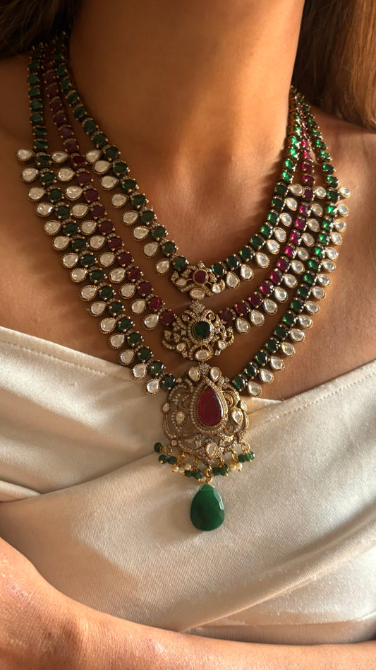 Emerald ruby necklace set