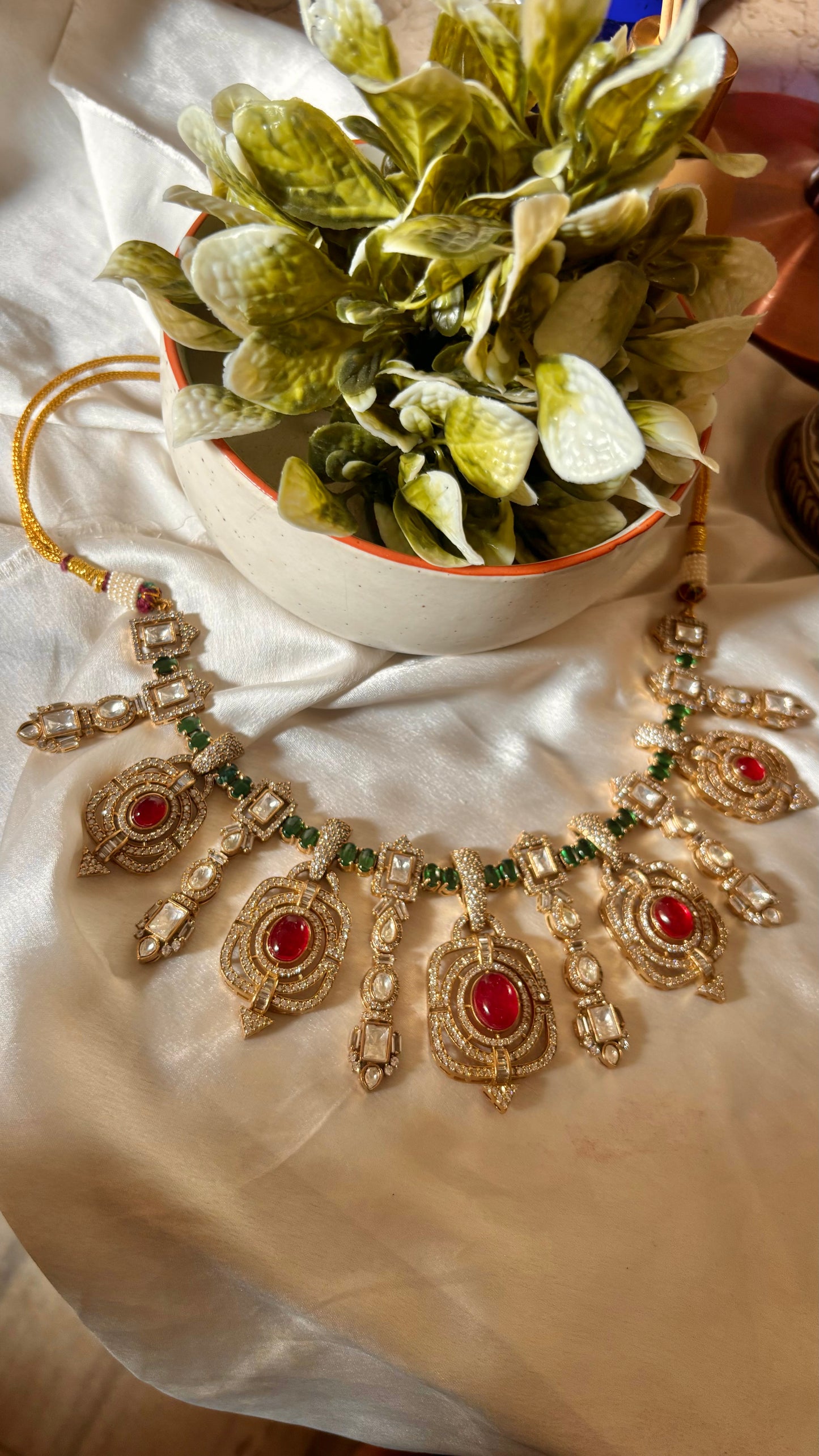 Ruby & emerald doublet necklace set