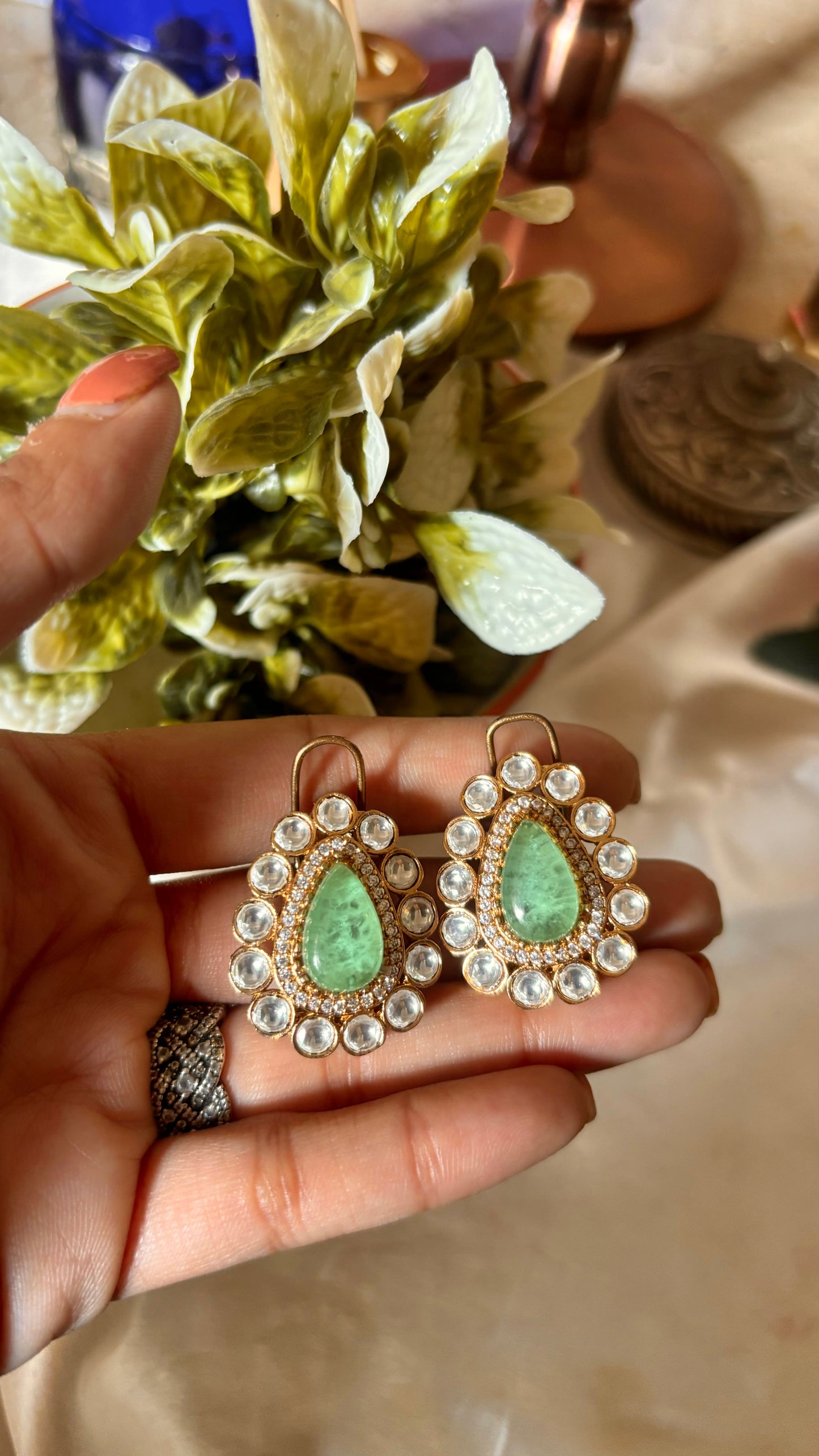 Mint doublet victorian polki stud