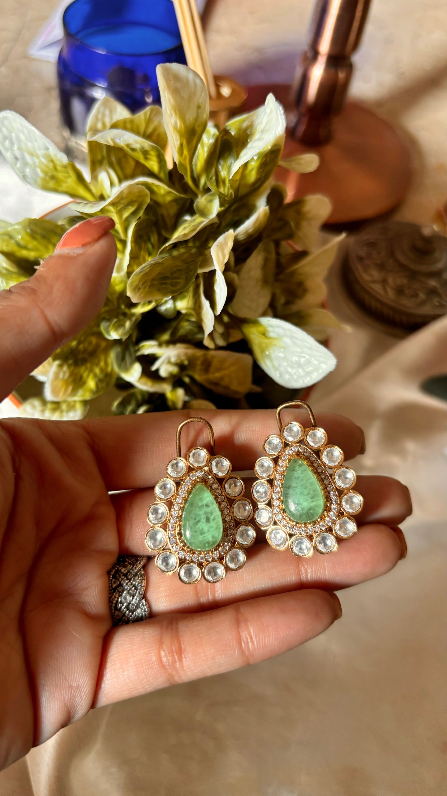 Mint doublet victorian polki stud