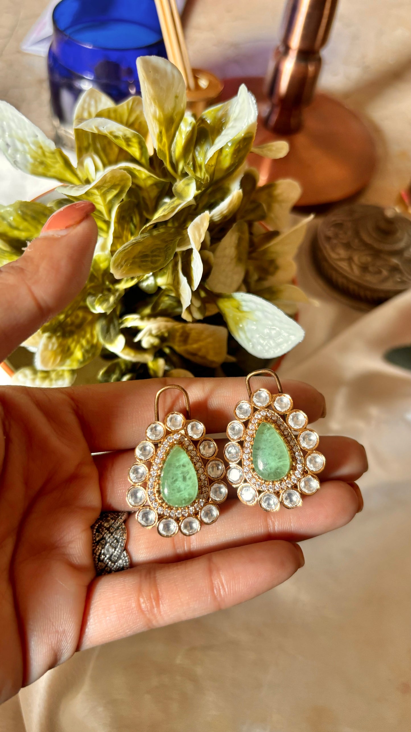 Mint doublet victorian polki stud