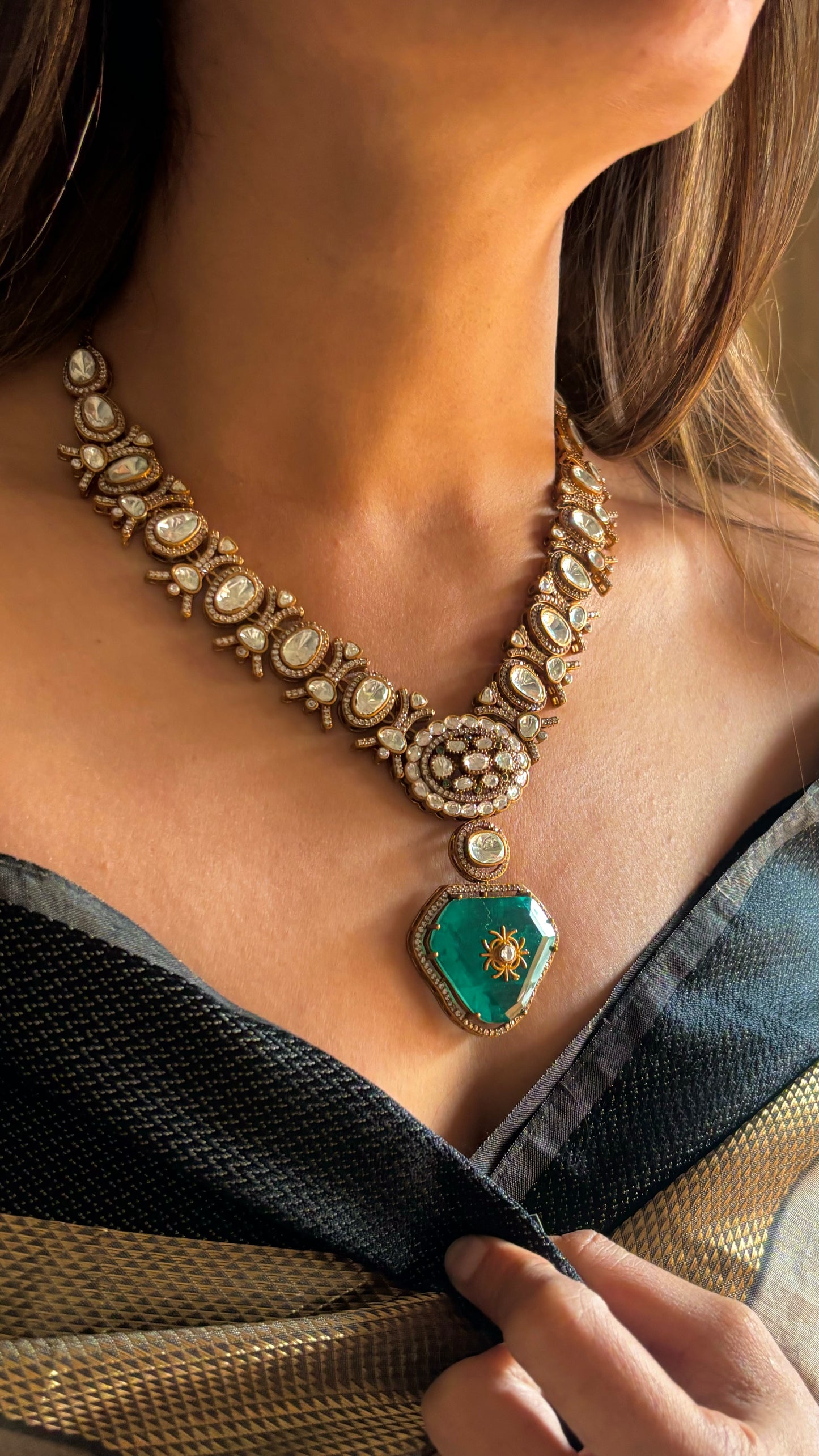 Emerald necklace set