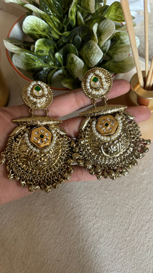 Emerald gold rajwada danglers
