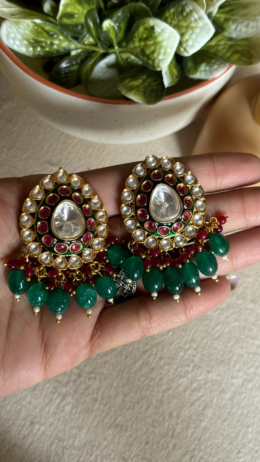 Ruby emerald polki studs