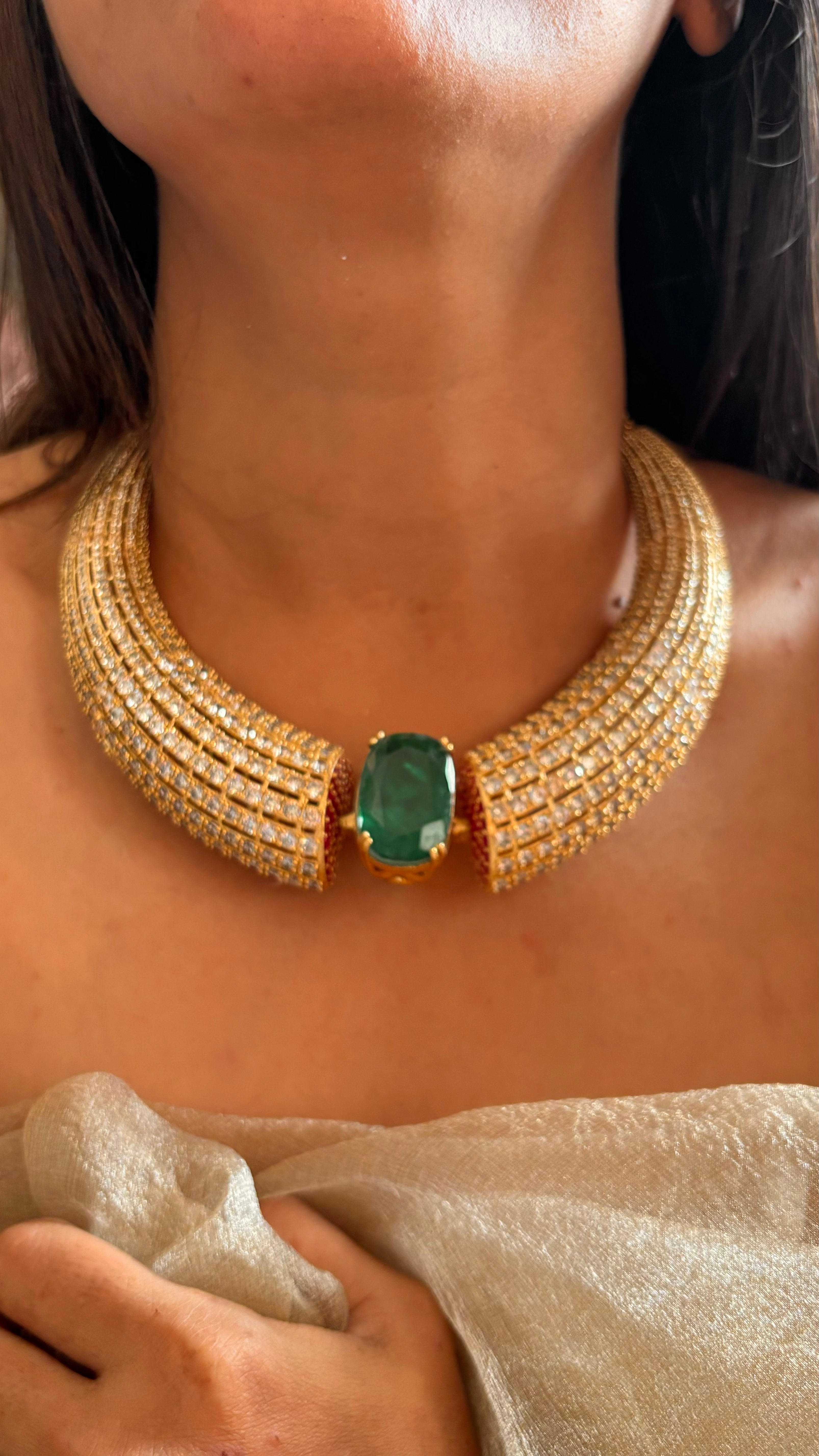 Doublet emerald necklace