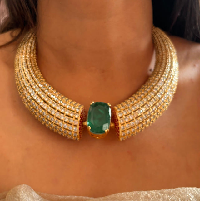 Doublet emerald necklace