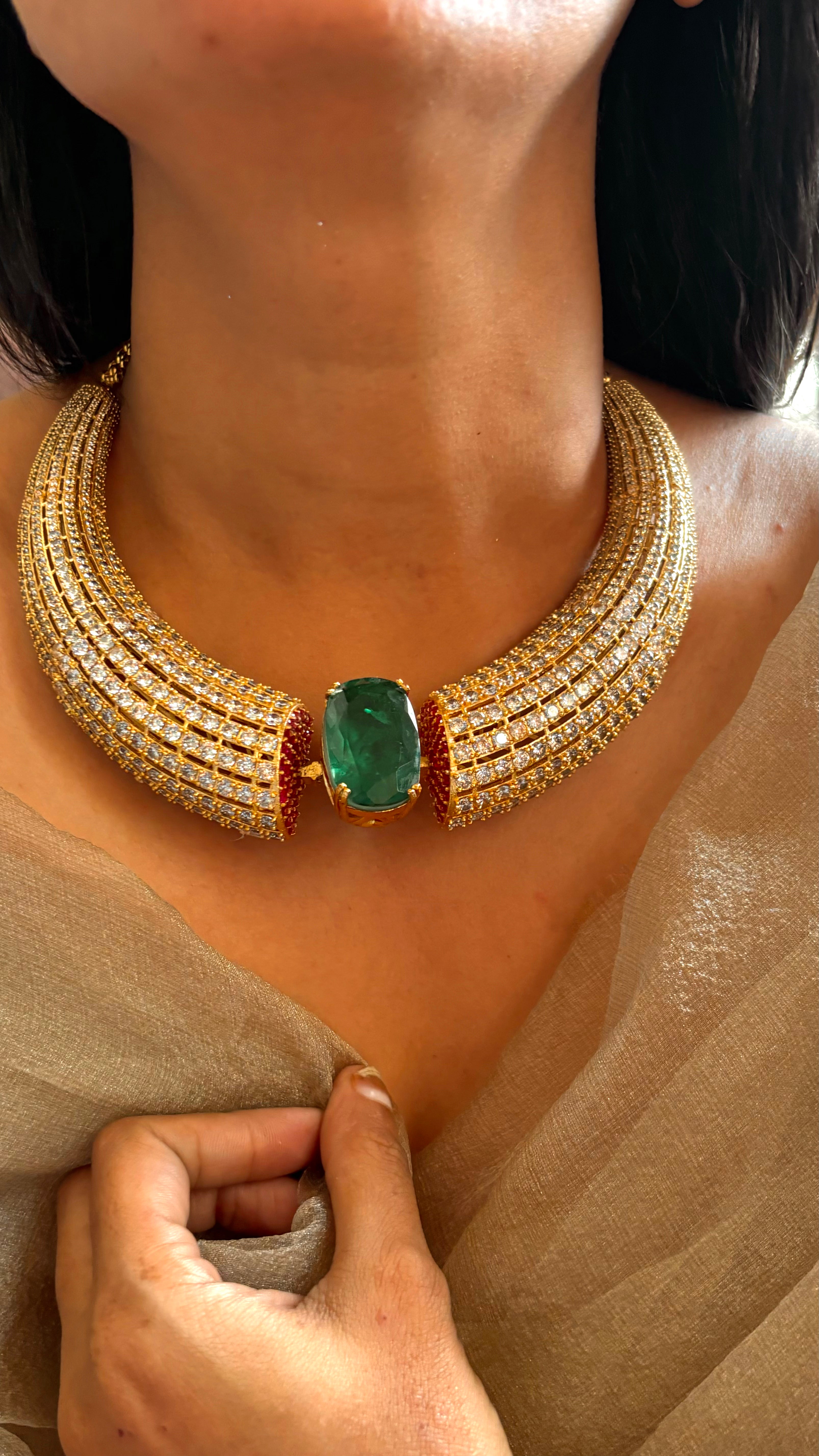 Doublet emerald necklace