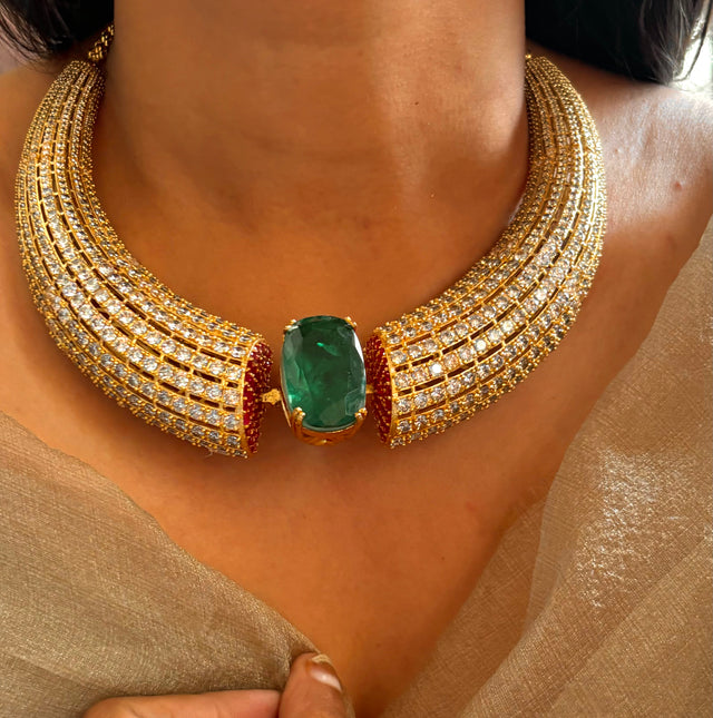 Doublet emerald necklace