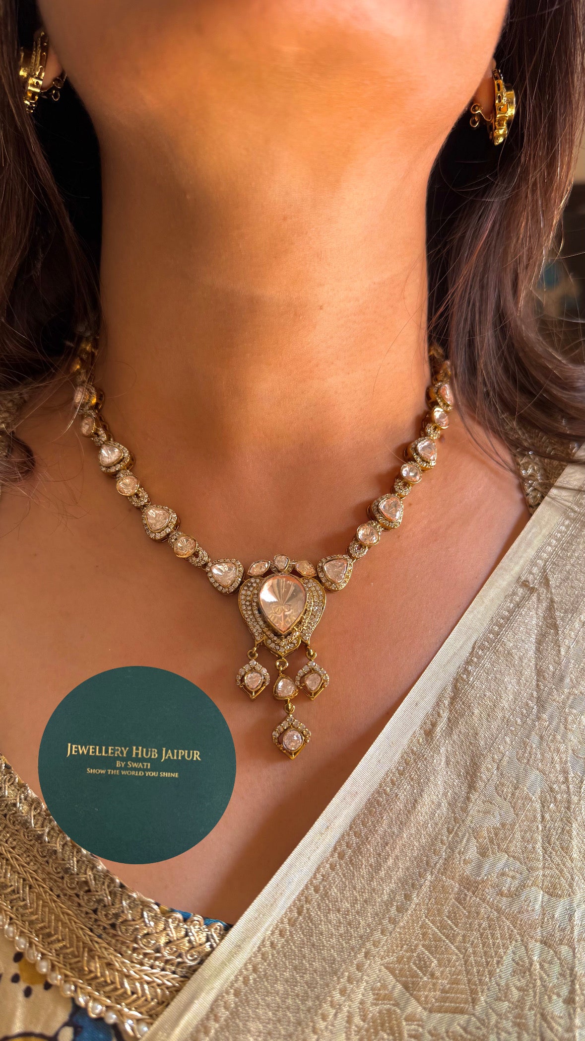 Peeli uncut polki statement necklace