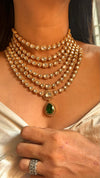 6 layered emerald necklace set