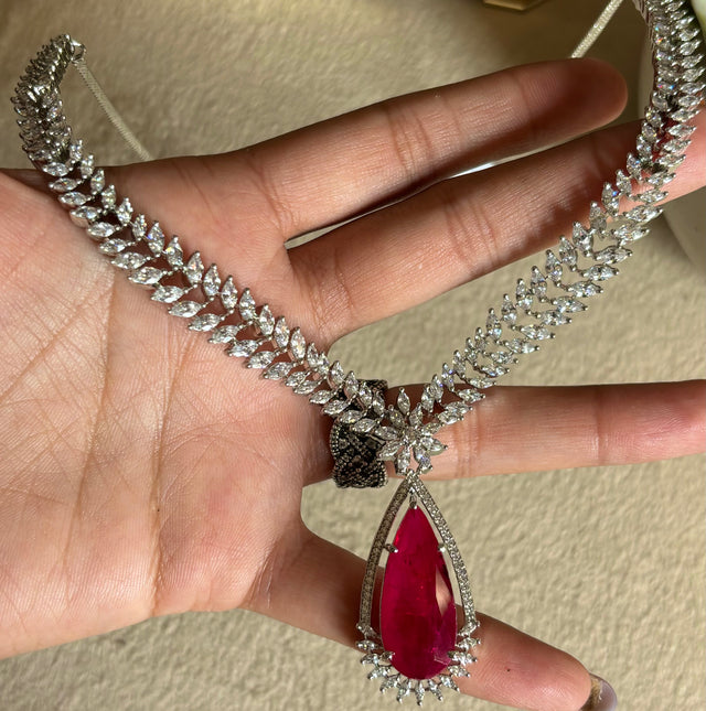 Ruby diamond necklace set