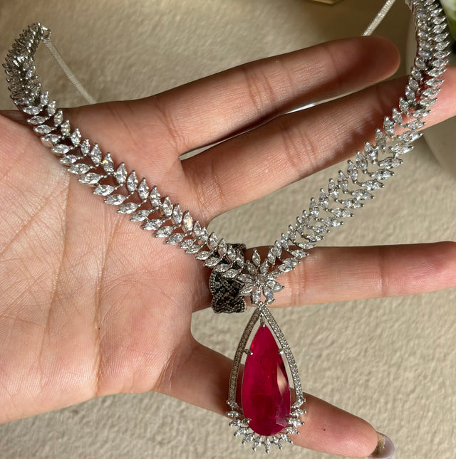 Ruby diamond necklace set