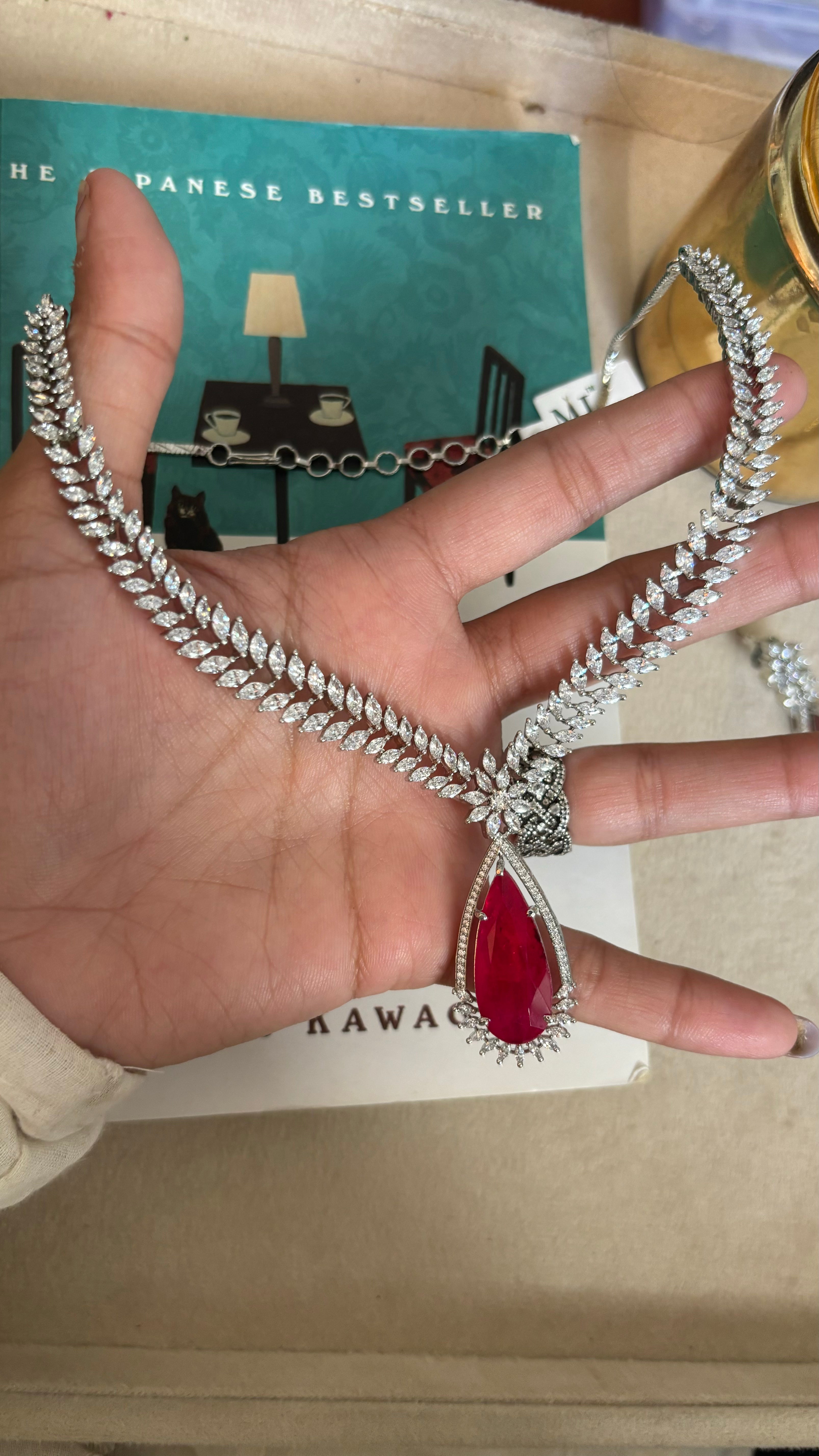 Ruby diamond necklace set