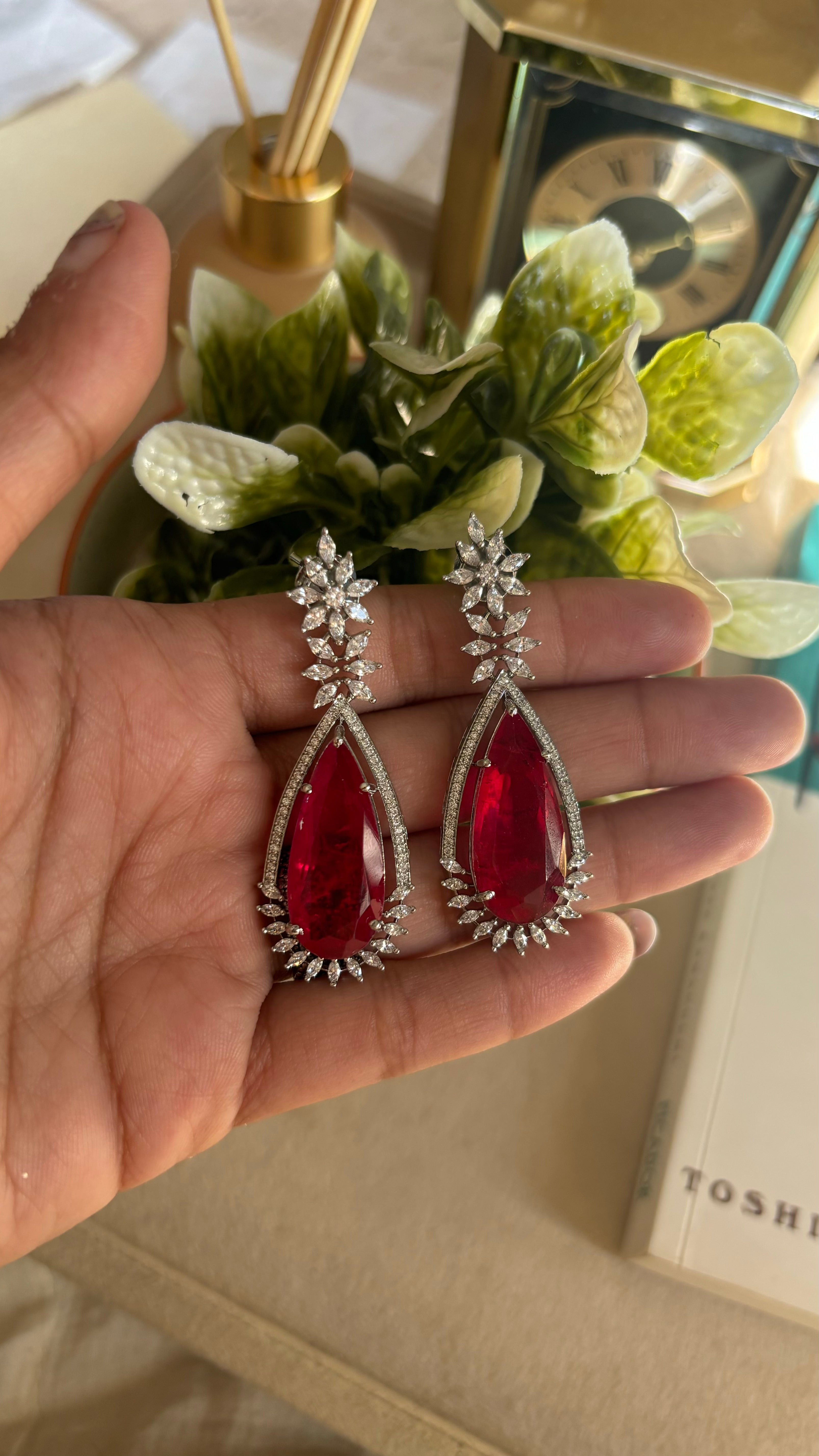 Ruby diamond necklace set