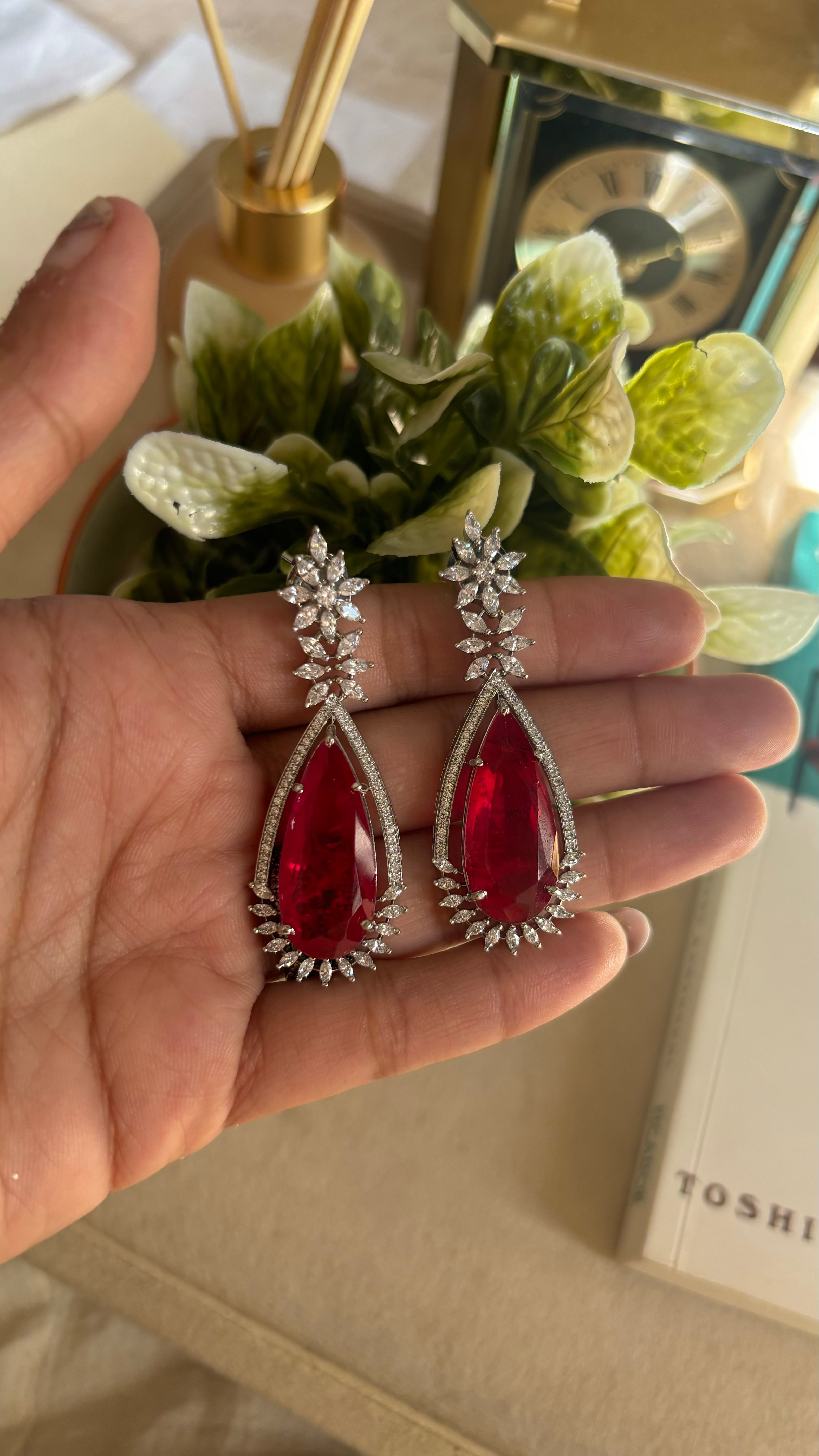 Ruby diamond necklace set