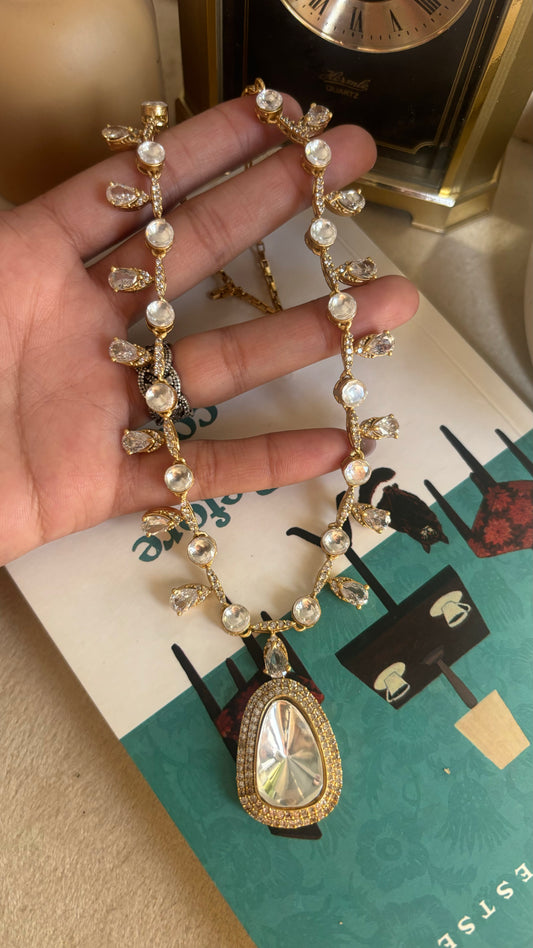Uncut polki moissanite collar necklace set