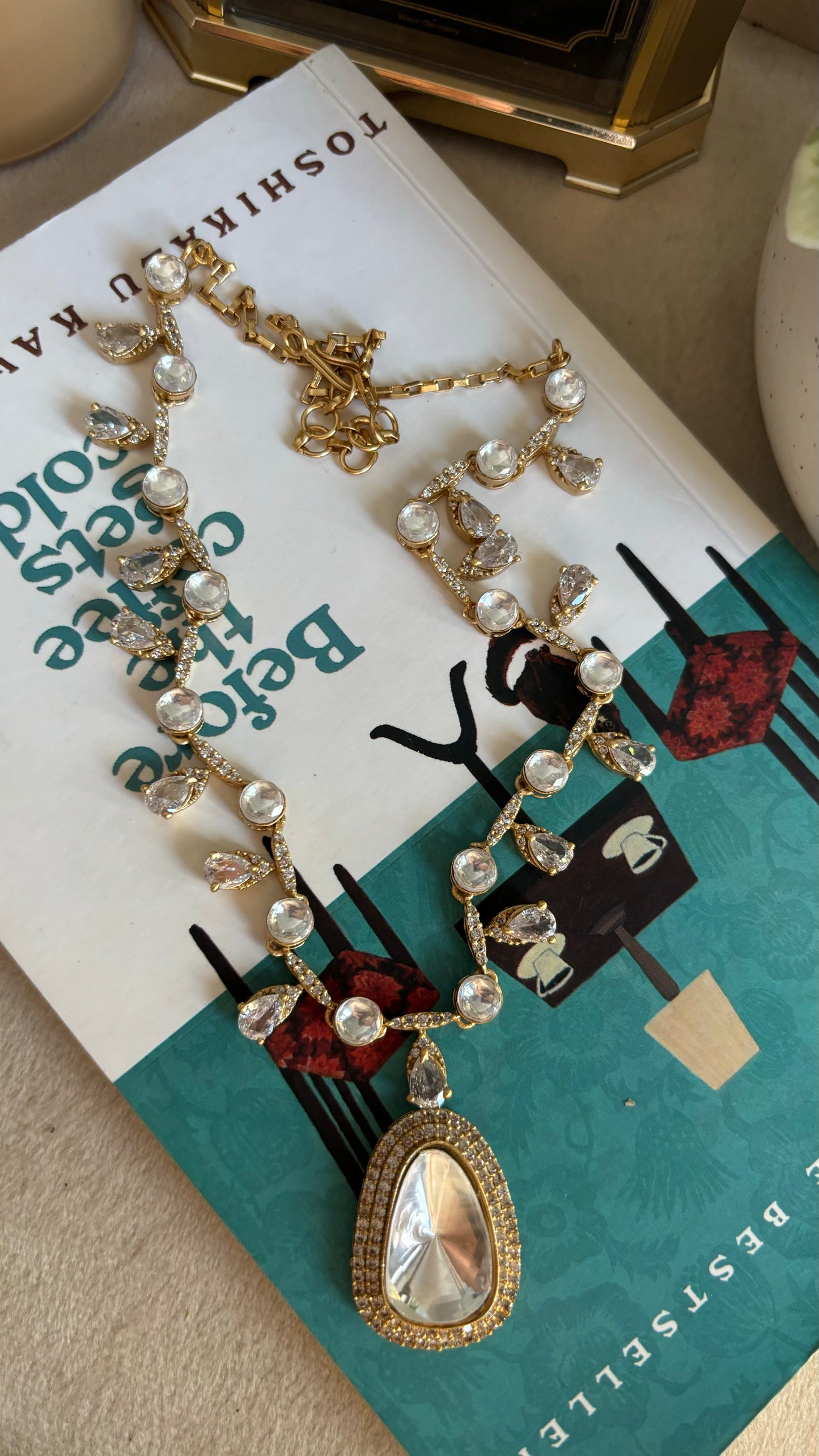 Uncut polki moissanite collar necklace set