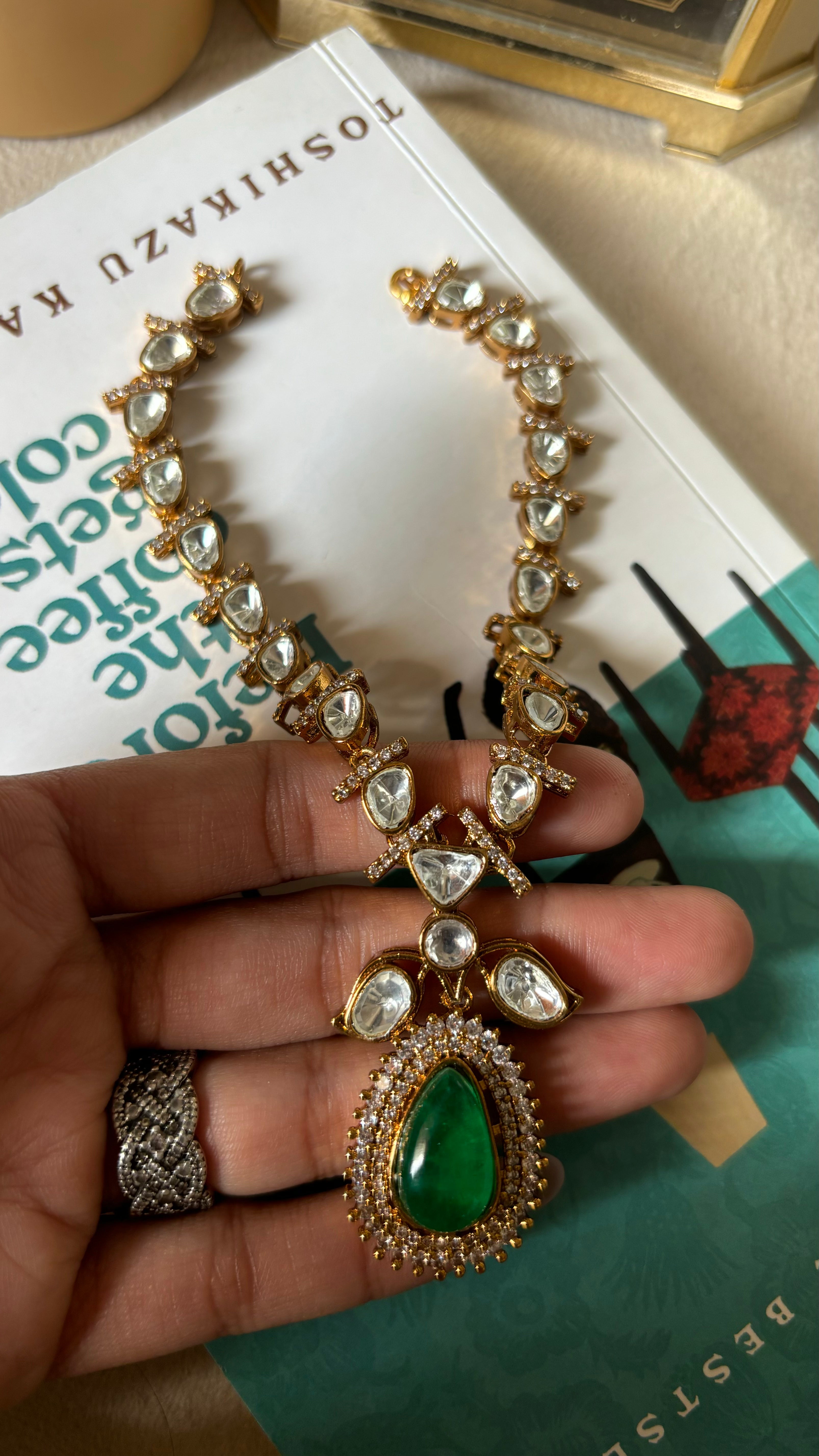 Emerald polki necklace only