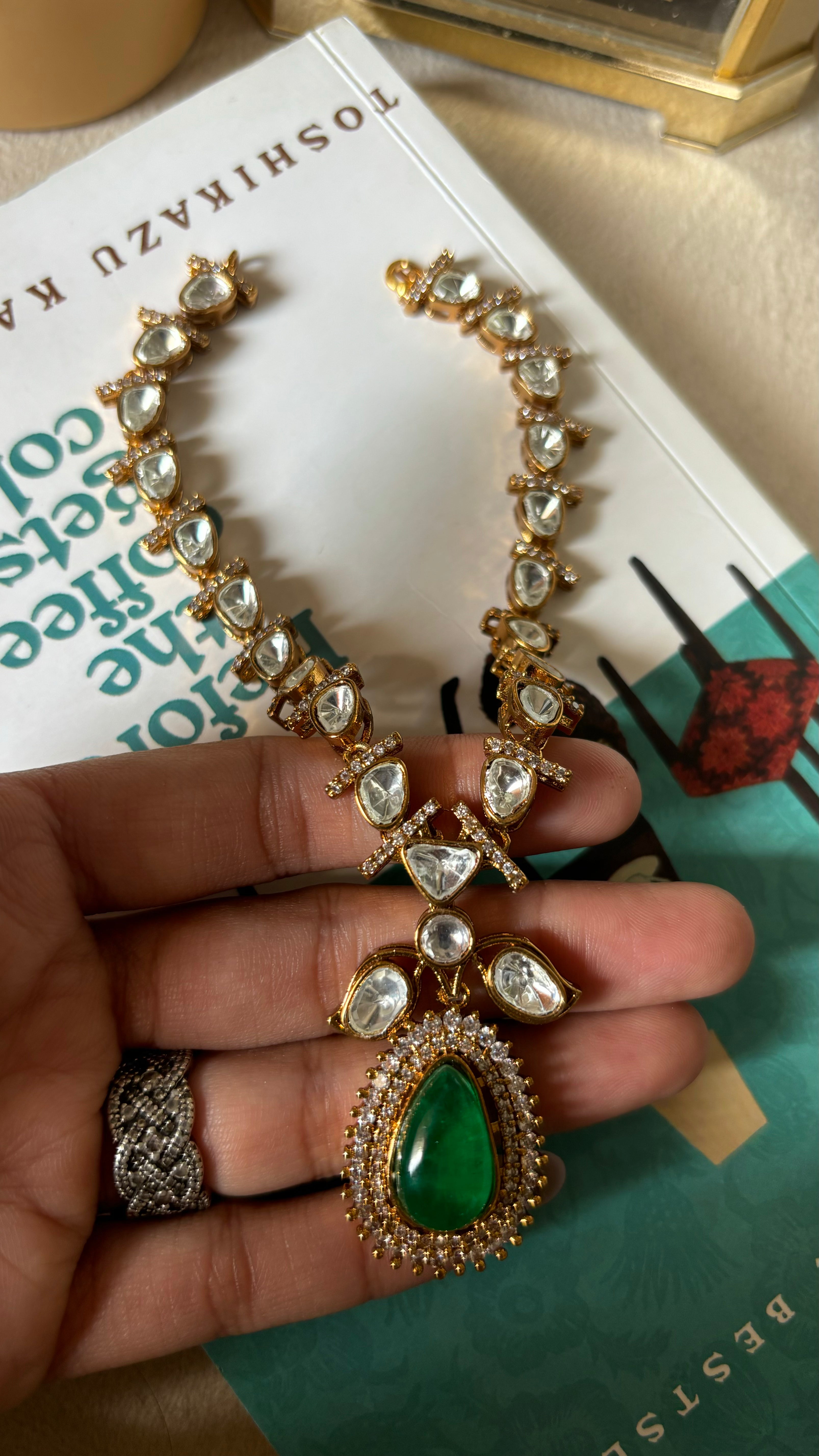 Emerald polki necklace only