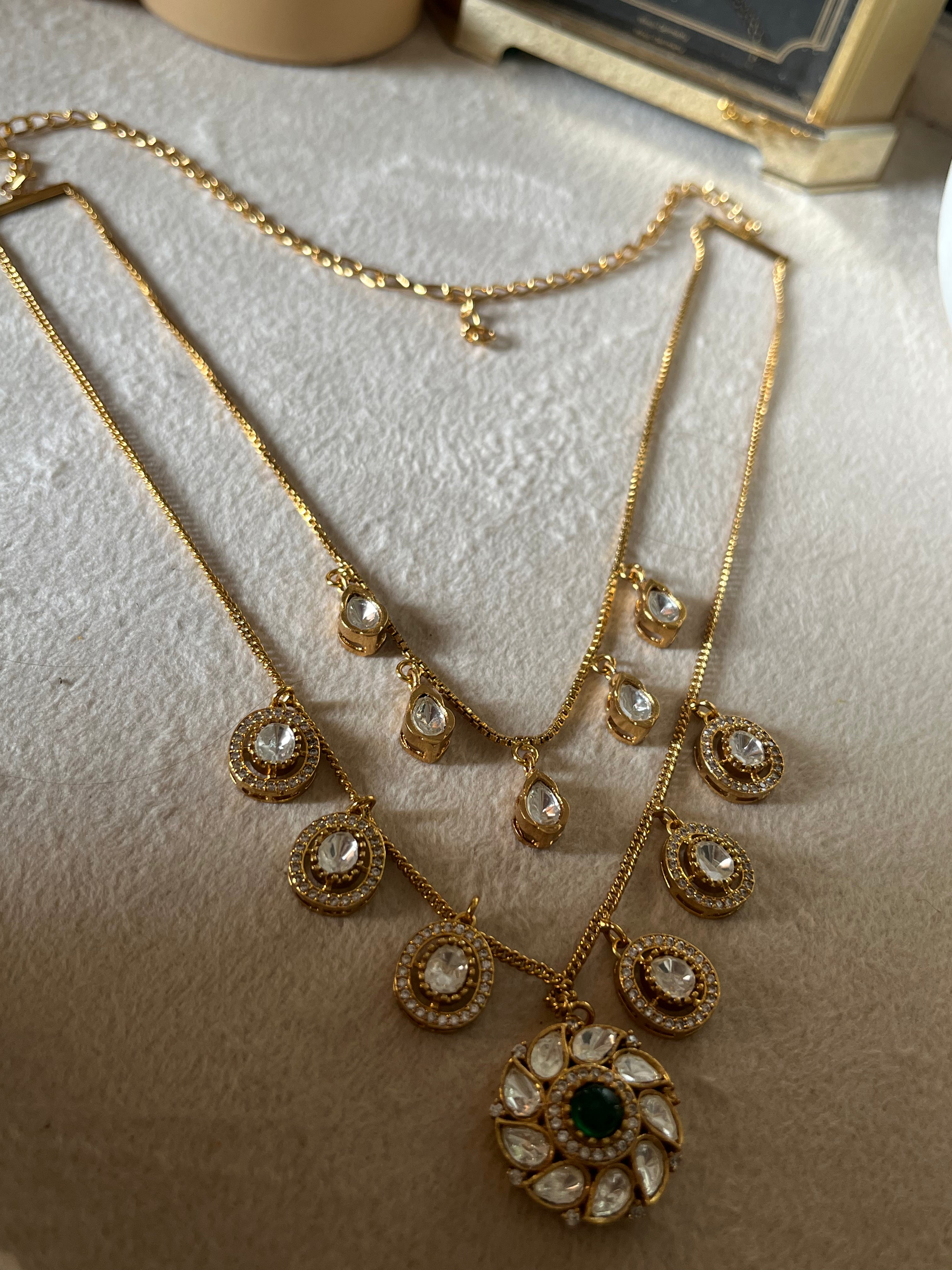 Dual layered moissanite collar necklace set