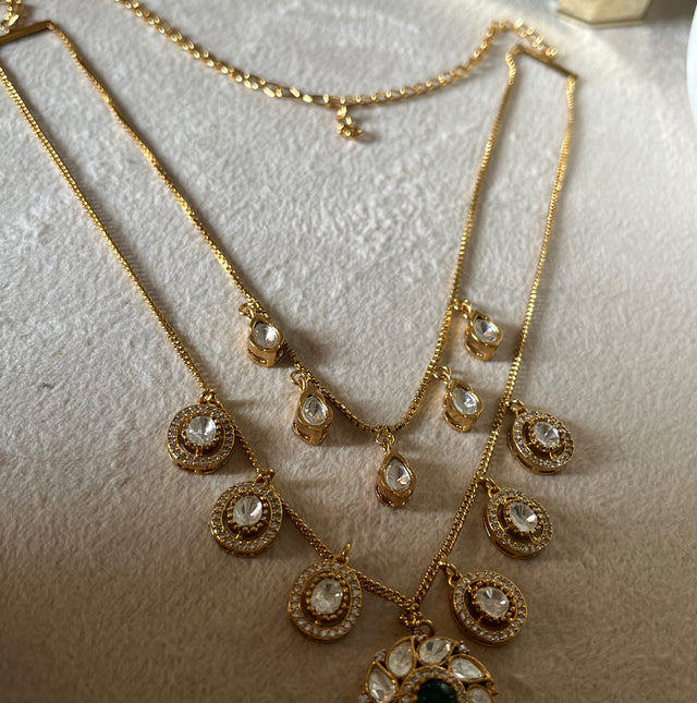 Dual layered moissanite collar necklace set