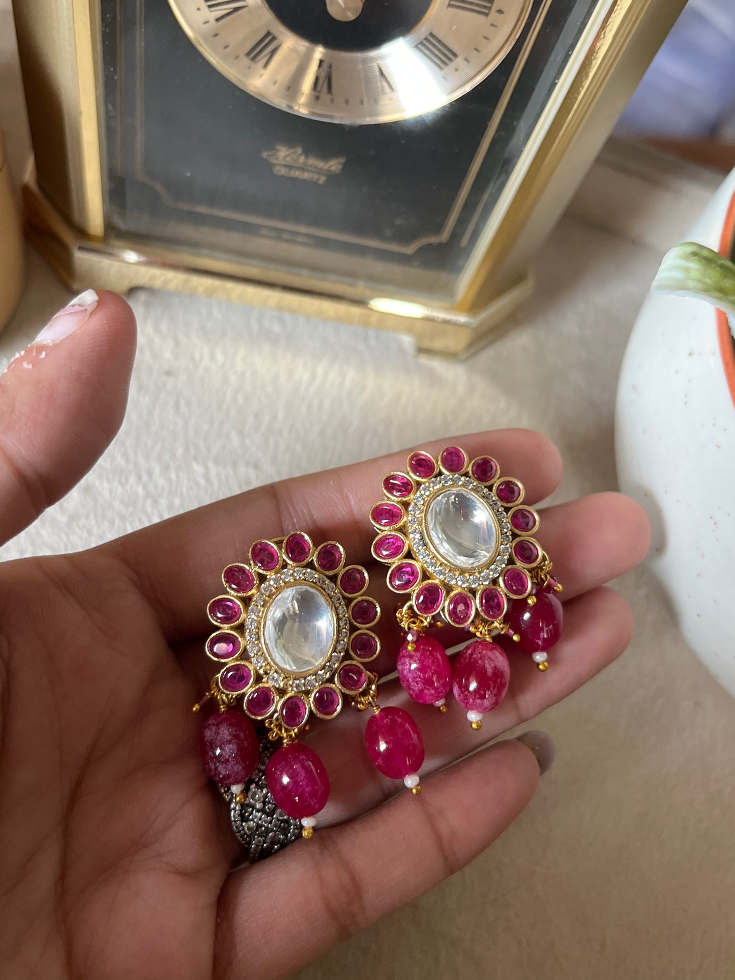 Rani pink polki choker necklace set