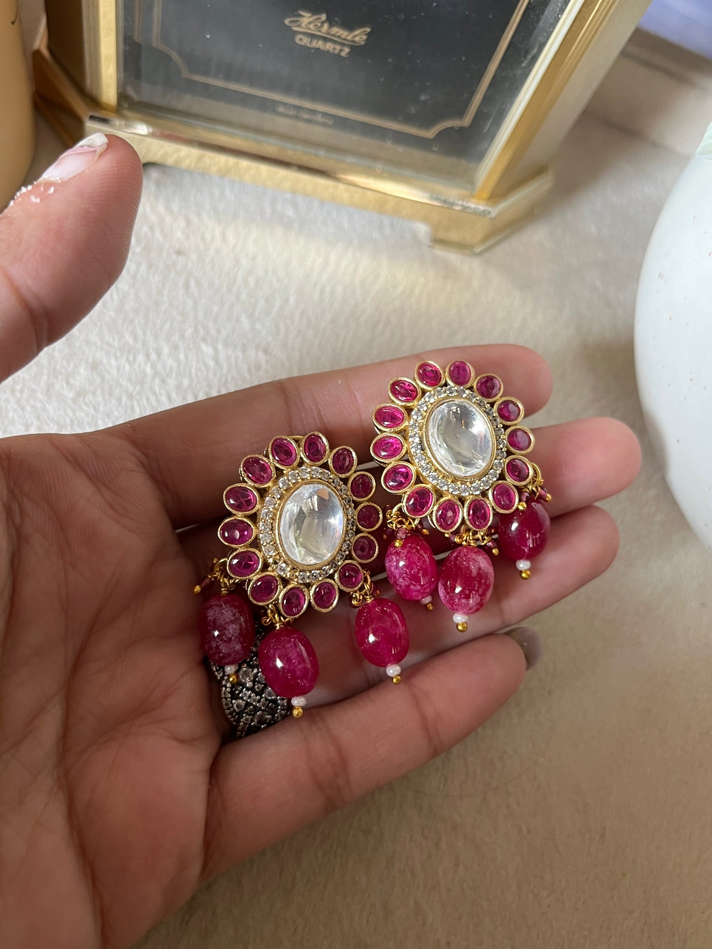 Rani pink polki choker necklace set