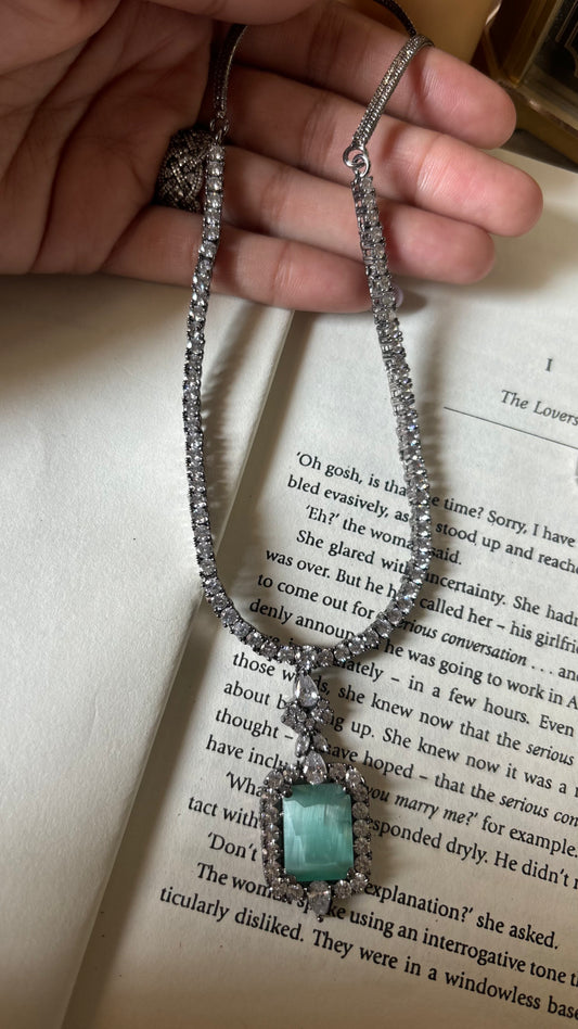 Mint minimalist diamond necklace set