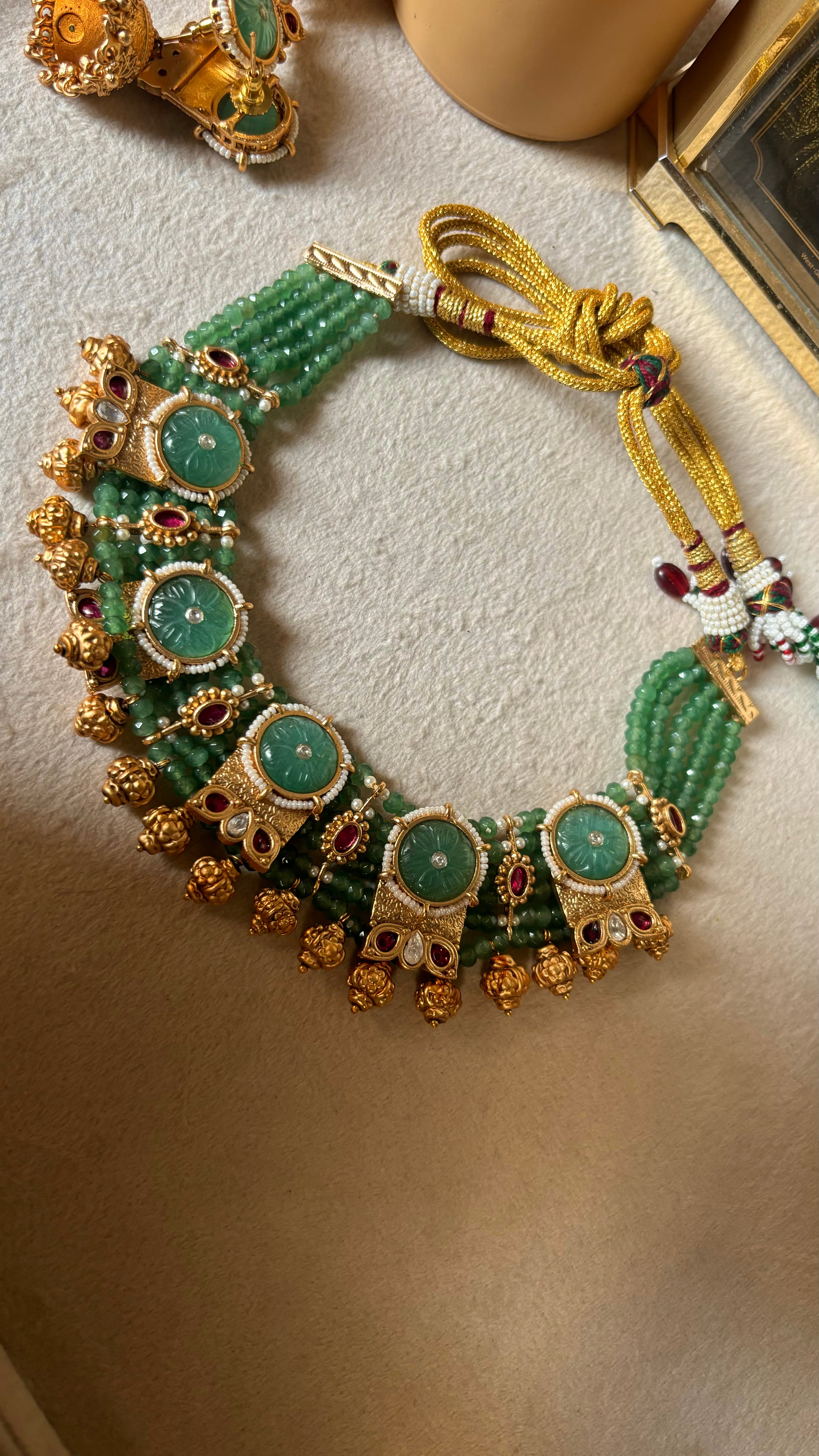 Mint rajwada temple jewellery set