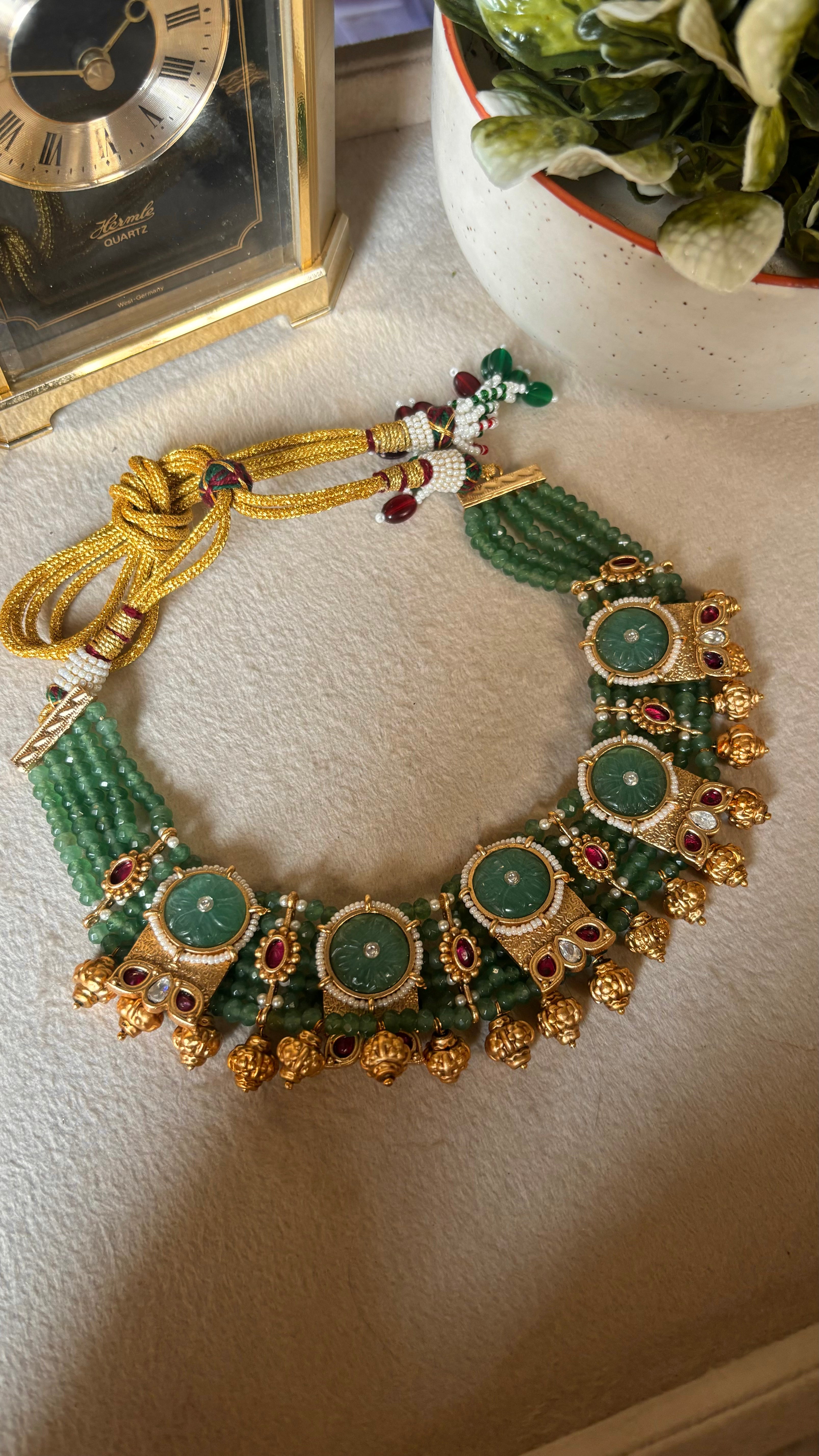 Mint rajwada temple jewellery set