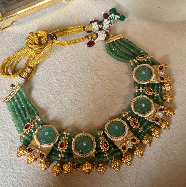 Mint rajwada temple jewellery set