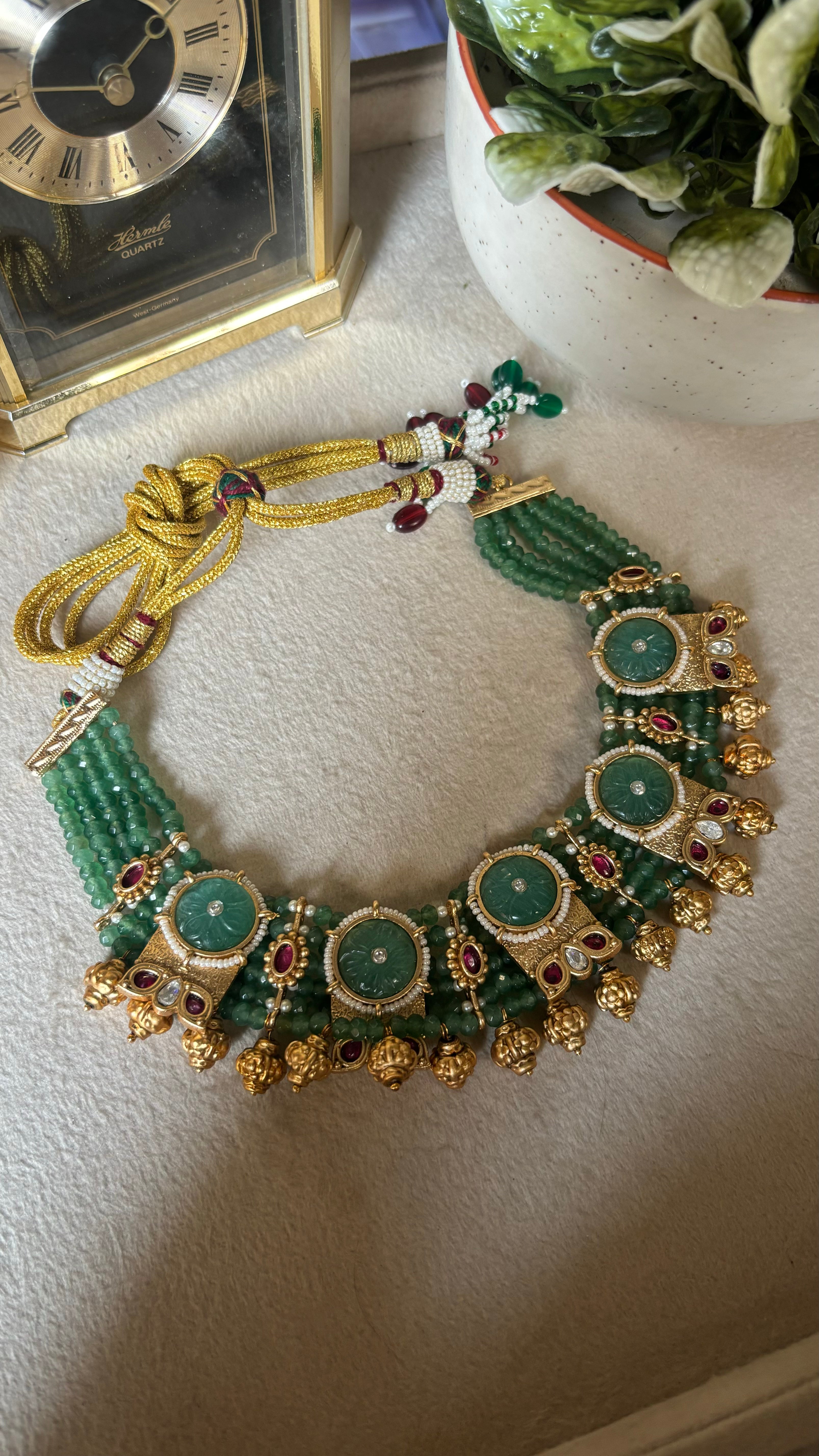 Mint rajwada temple jewellery set