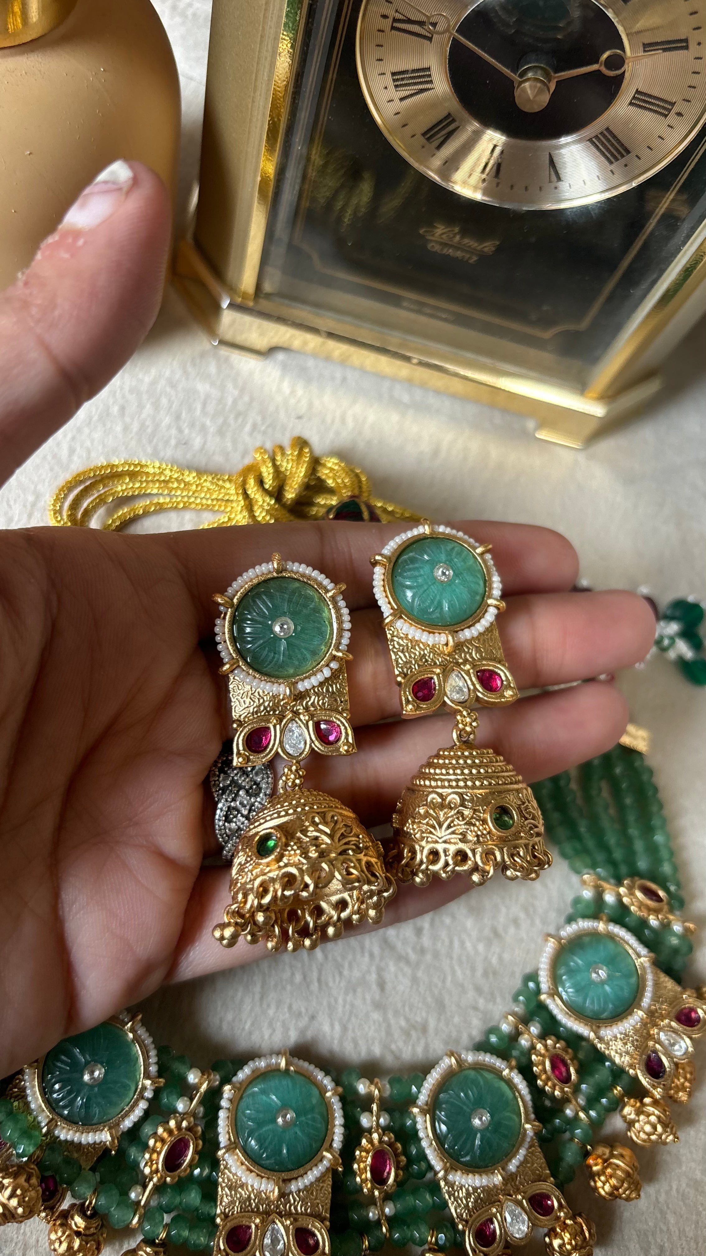 Mint rajwada temple jewellery set