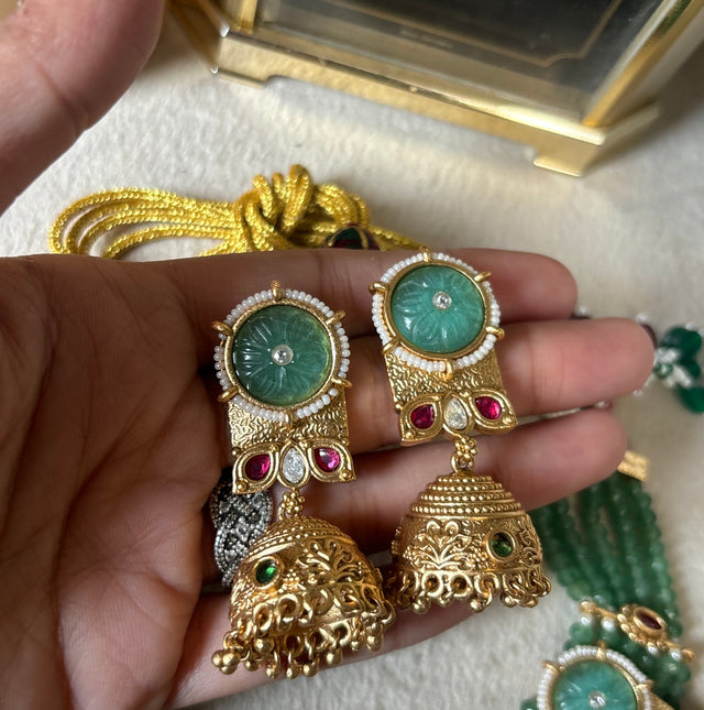 Mint rajwada temple jewellery set