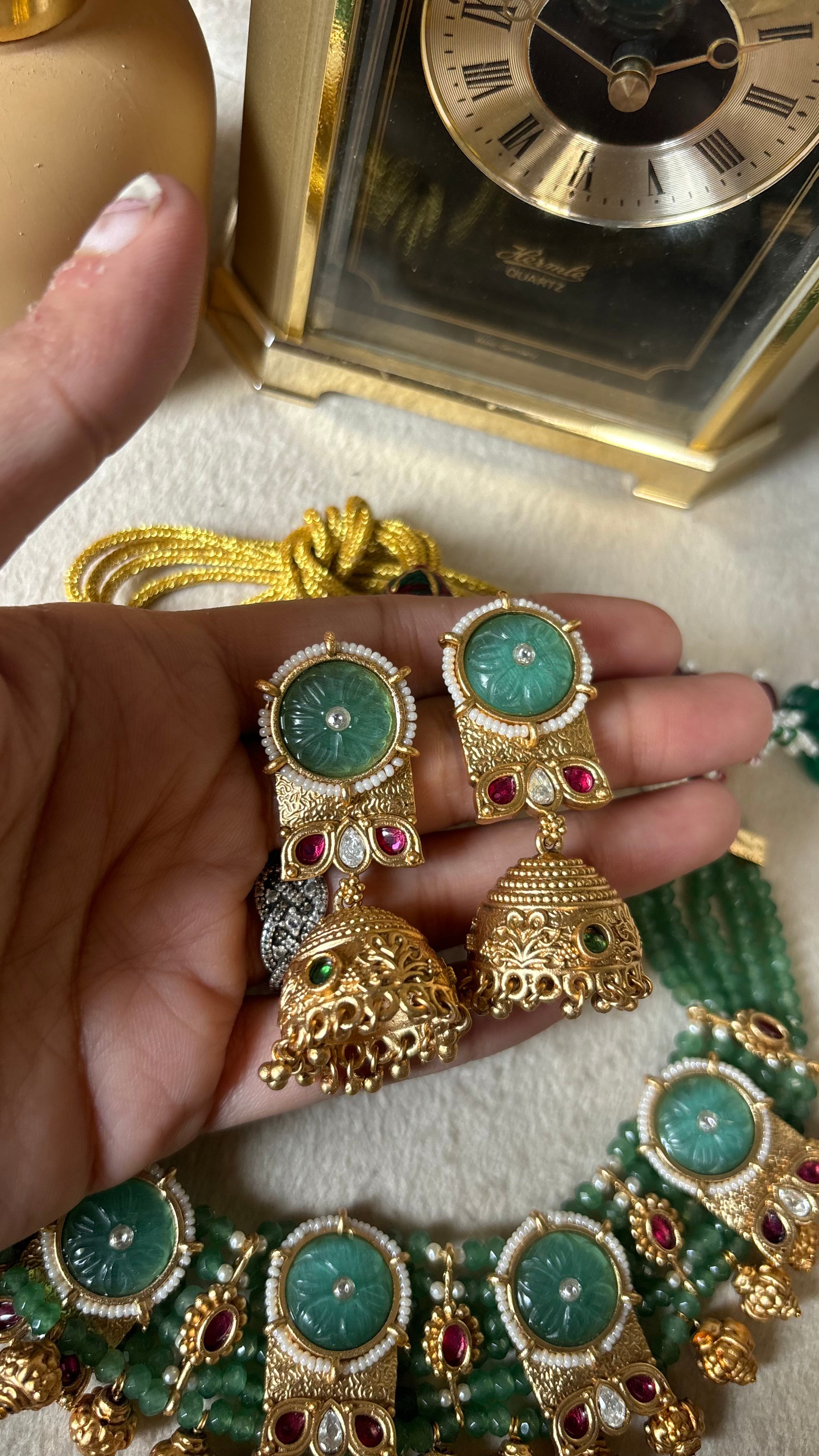 Mint rajwada temple jewellery set