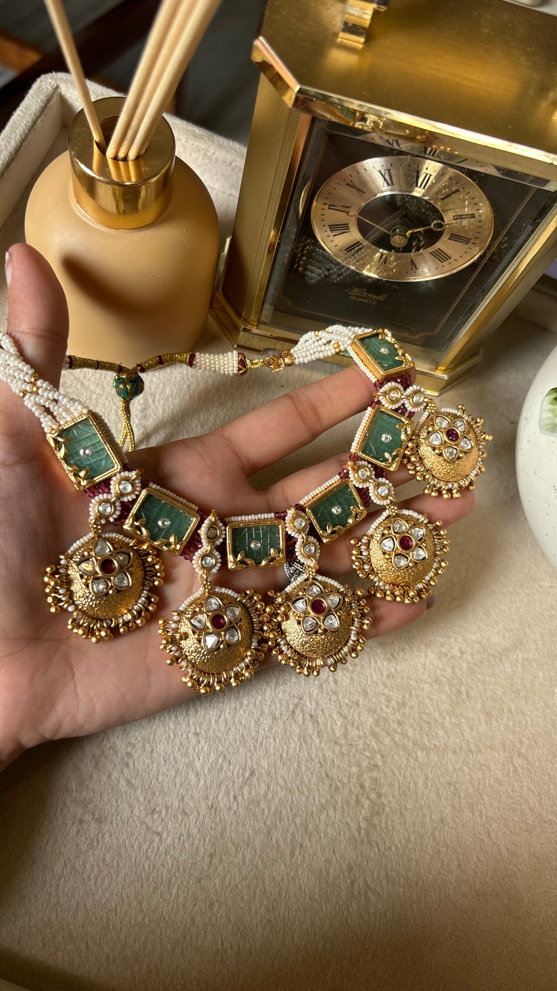 Mint rajwada necklace set