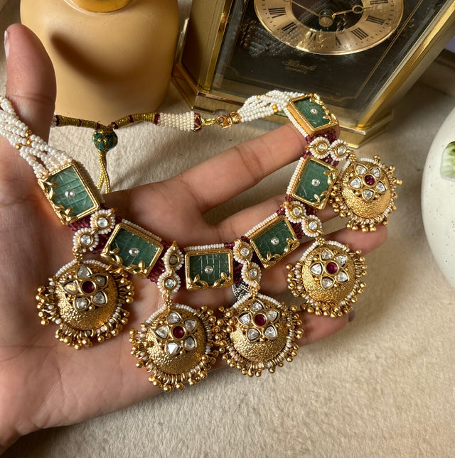 Mint rajwada necklace set