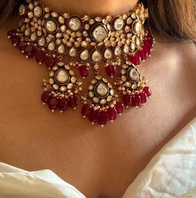 Ruby meenakari choker set